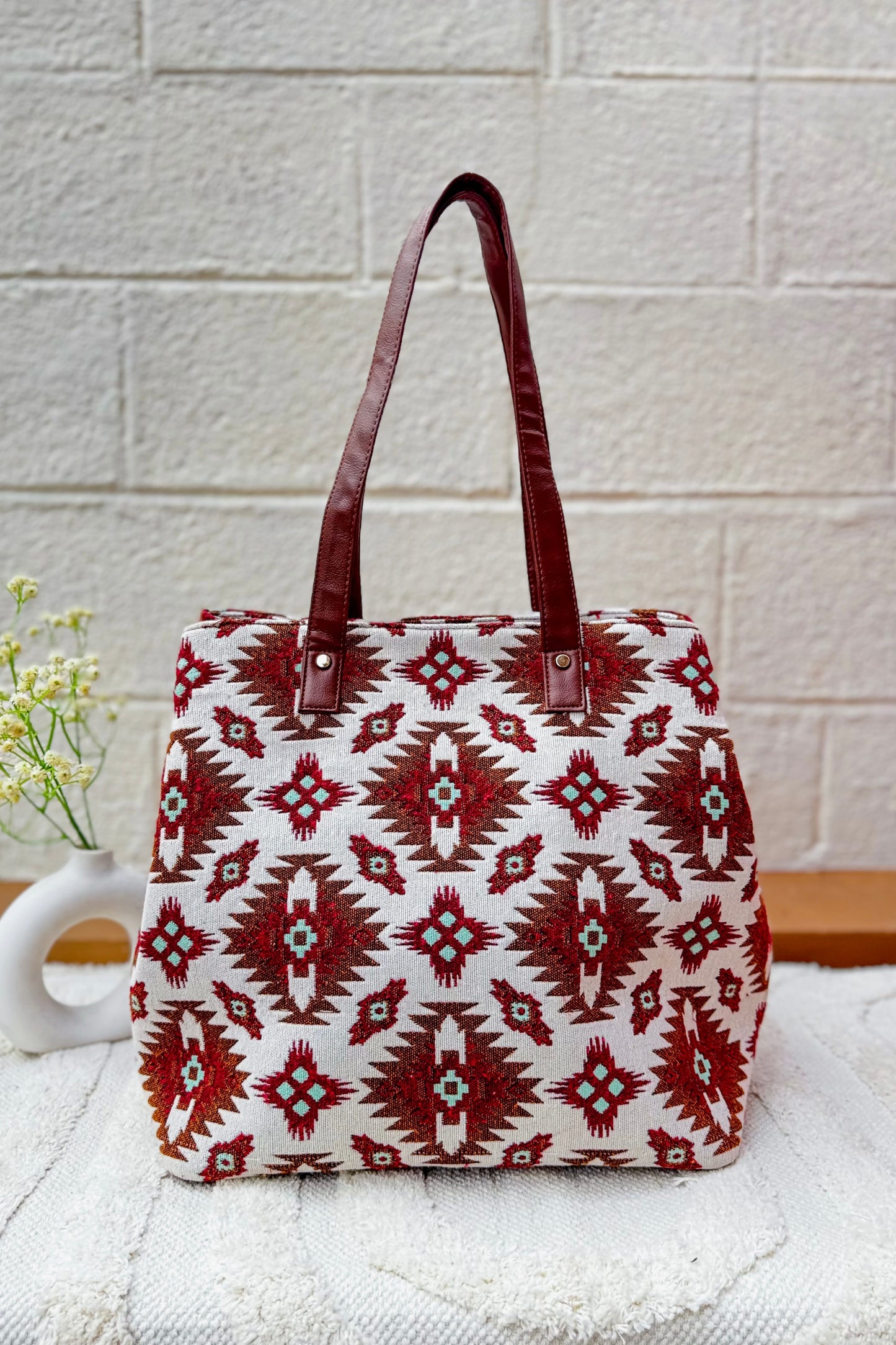 Crimson Charm 3 Pocket Jumbo Tote