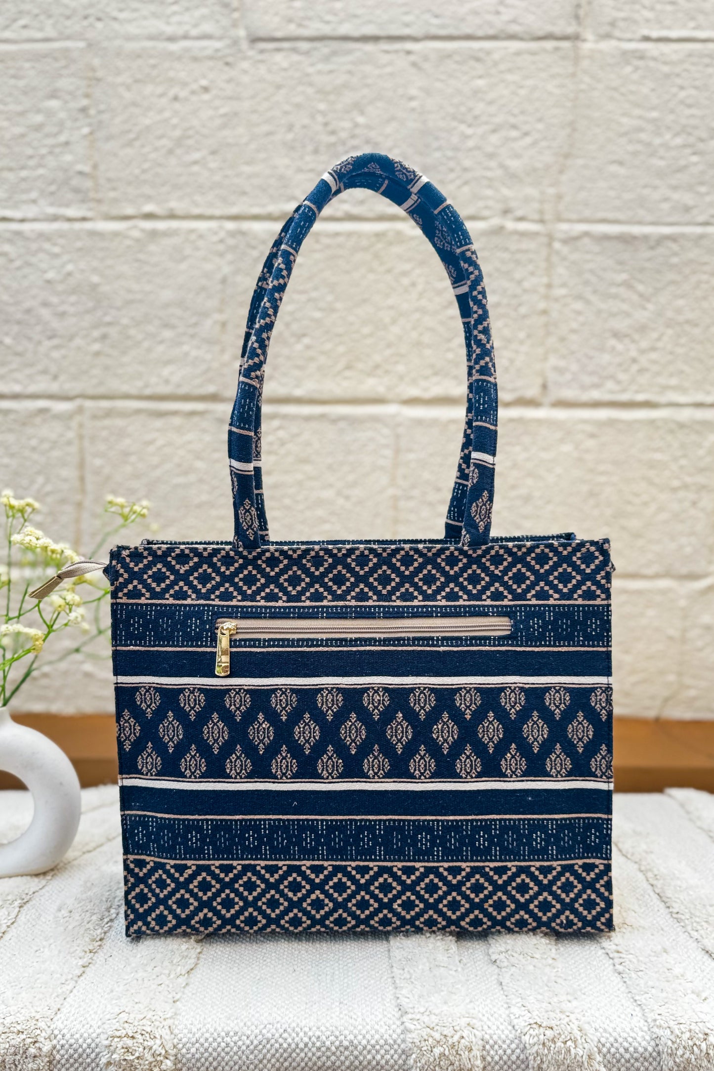 Navy Charm - Box Tote