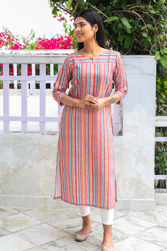 Multicolour Striped Kurta
