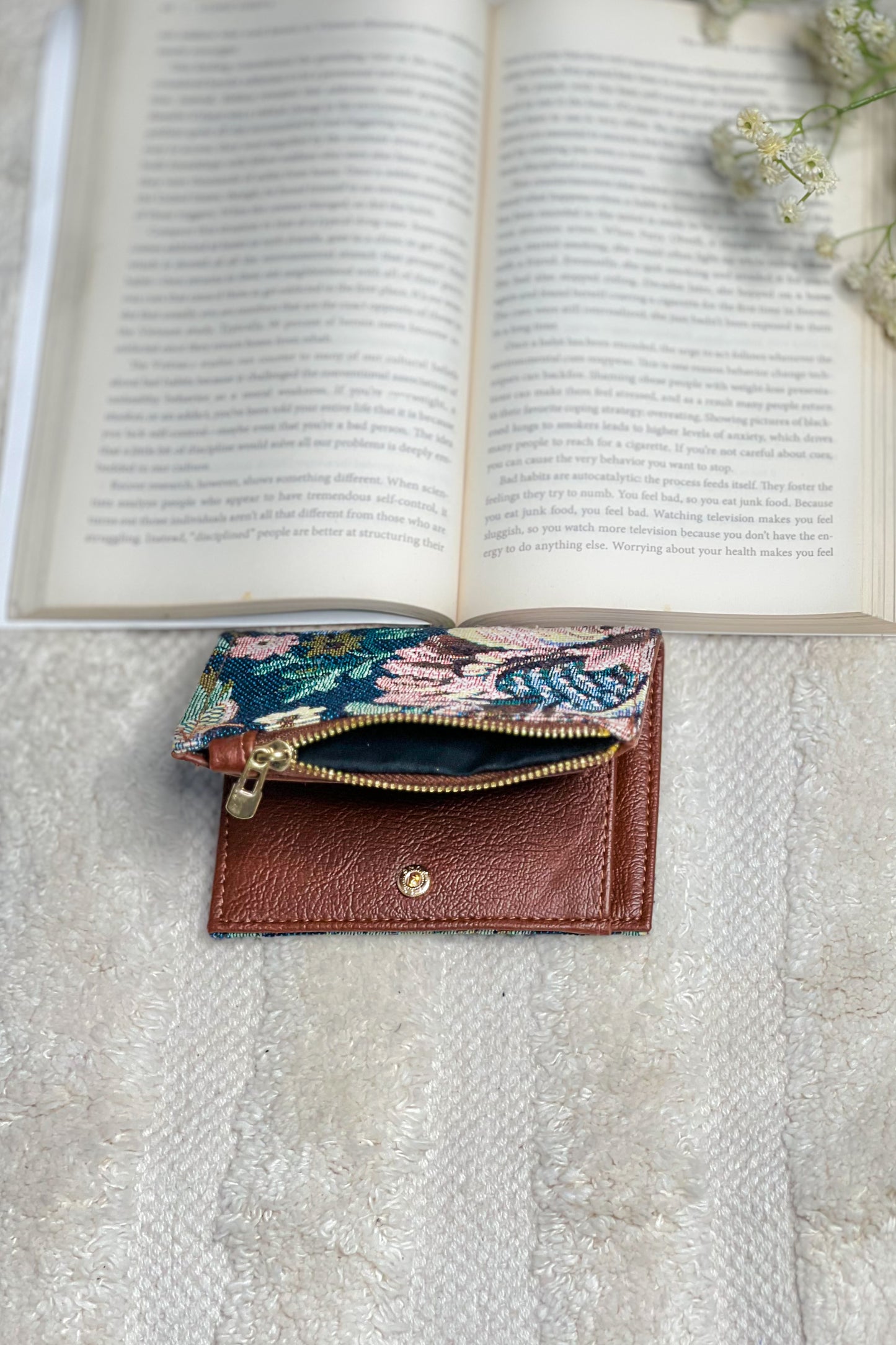 Denim Floral Mini Wallet