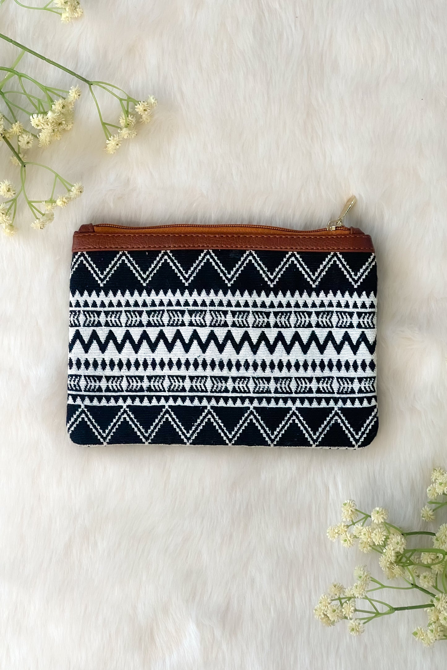 Black & Brown Monochrome Striped Utility Pouch