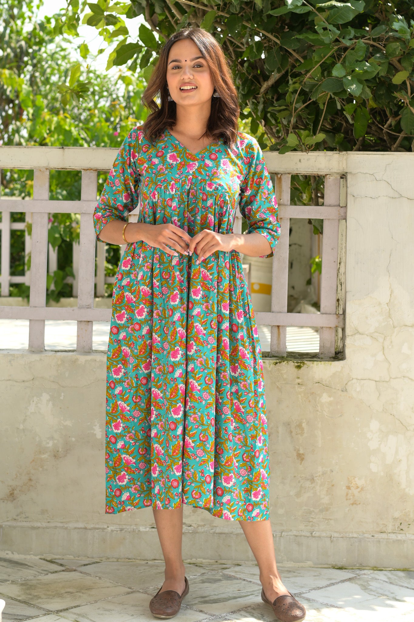 Blue Floral Alia Dress / Kurta