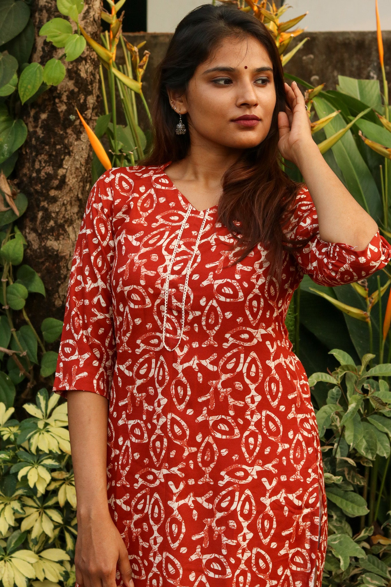 Brick Brown Batik Kurta