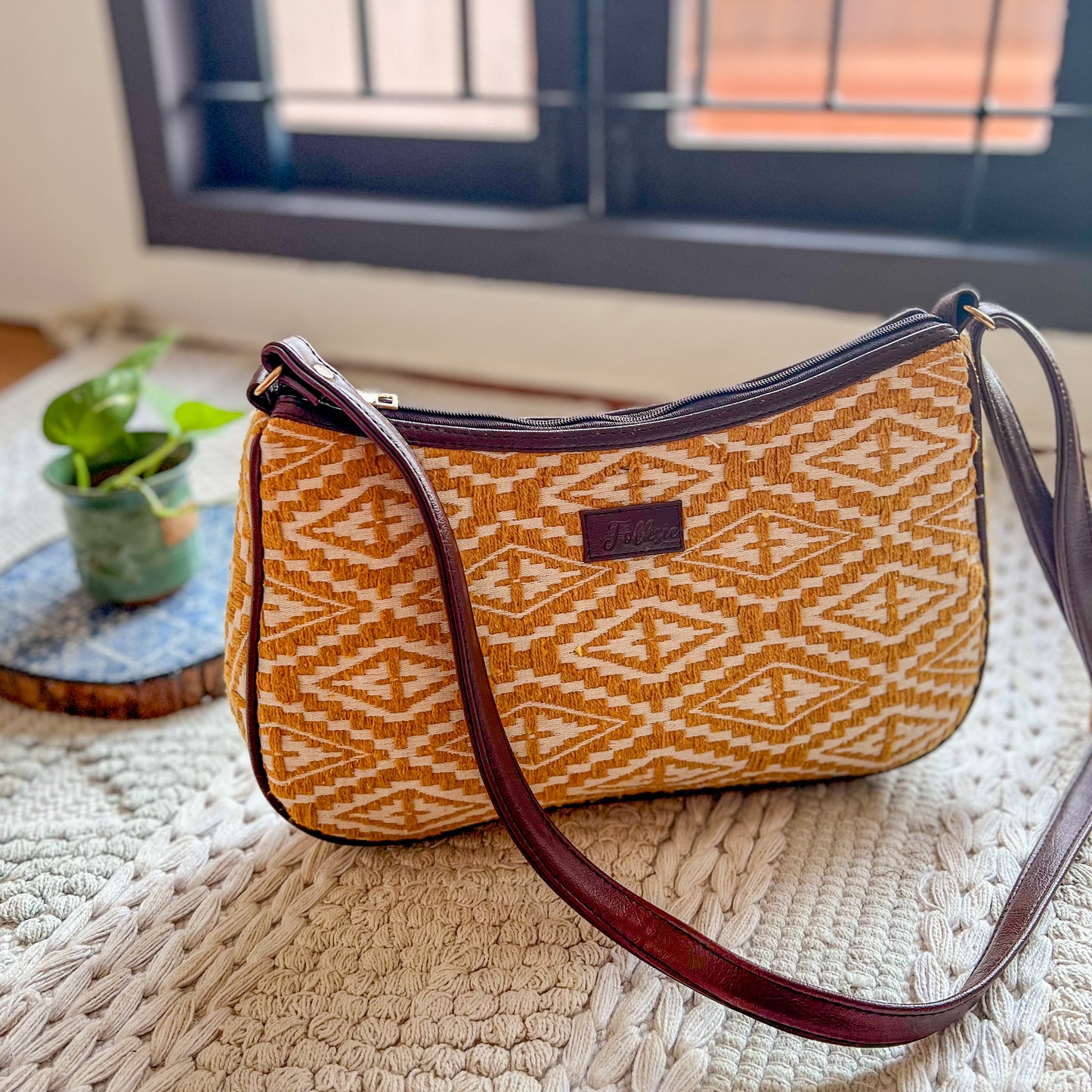 Mustard Magic Crescent Sling Cum Handbag