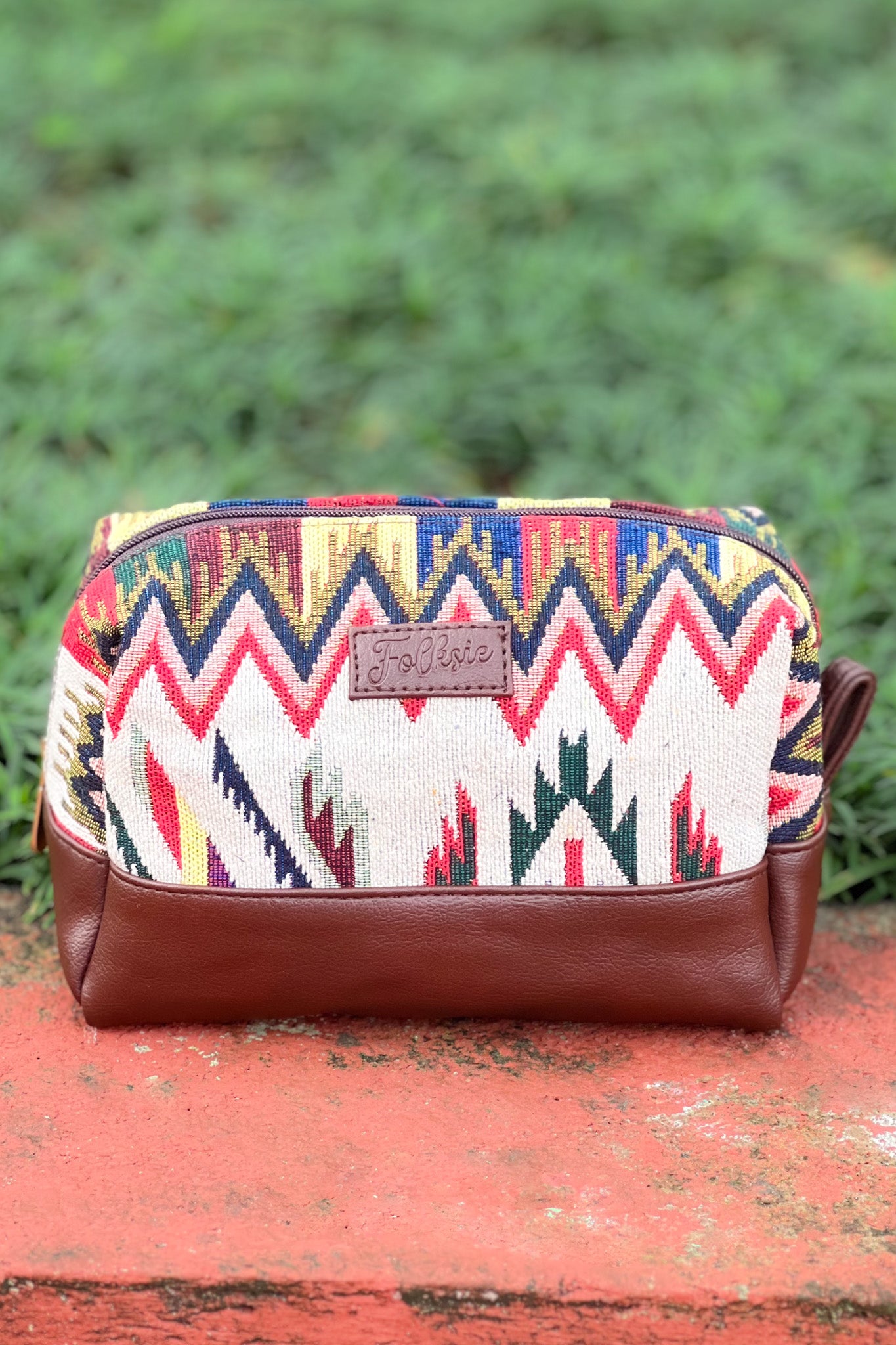 White Tribal Vanity Pouch