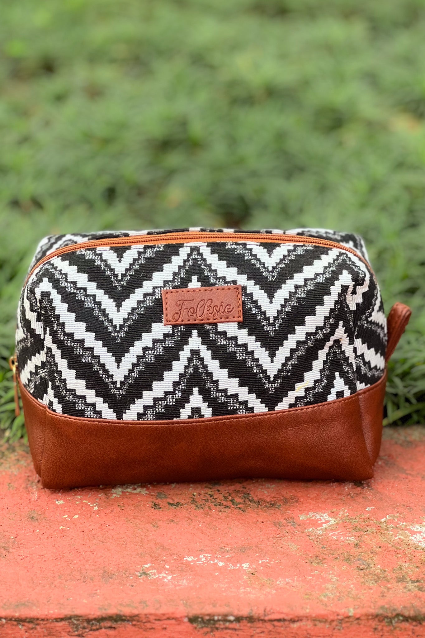 Brown Chevron Vanity Pouch