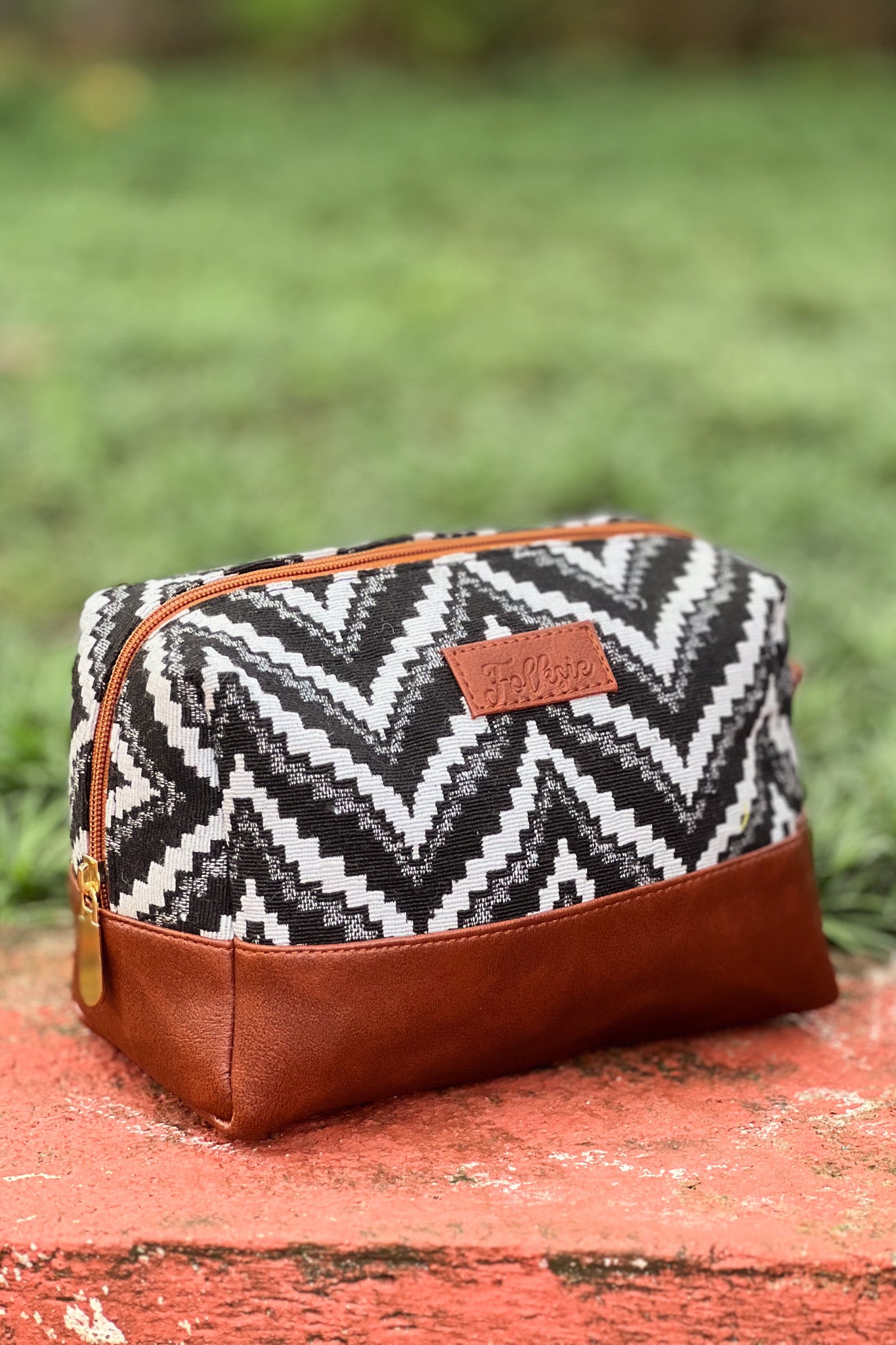 Brown Chevron Vanity Pouch