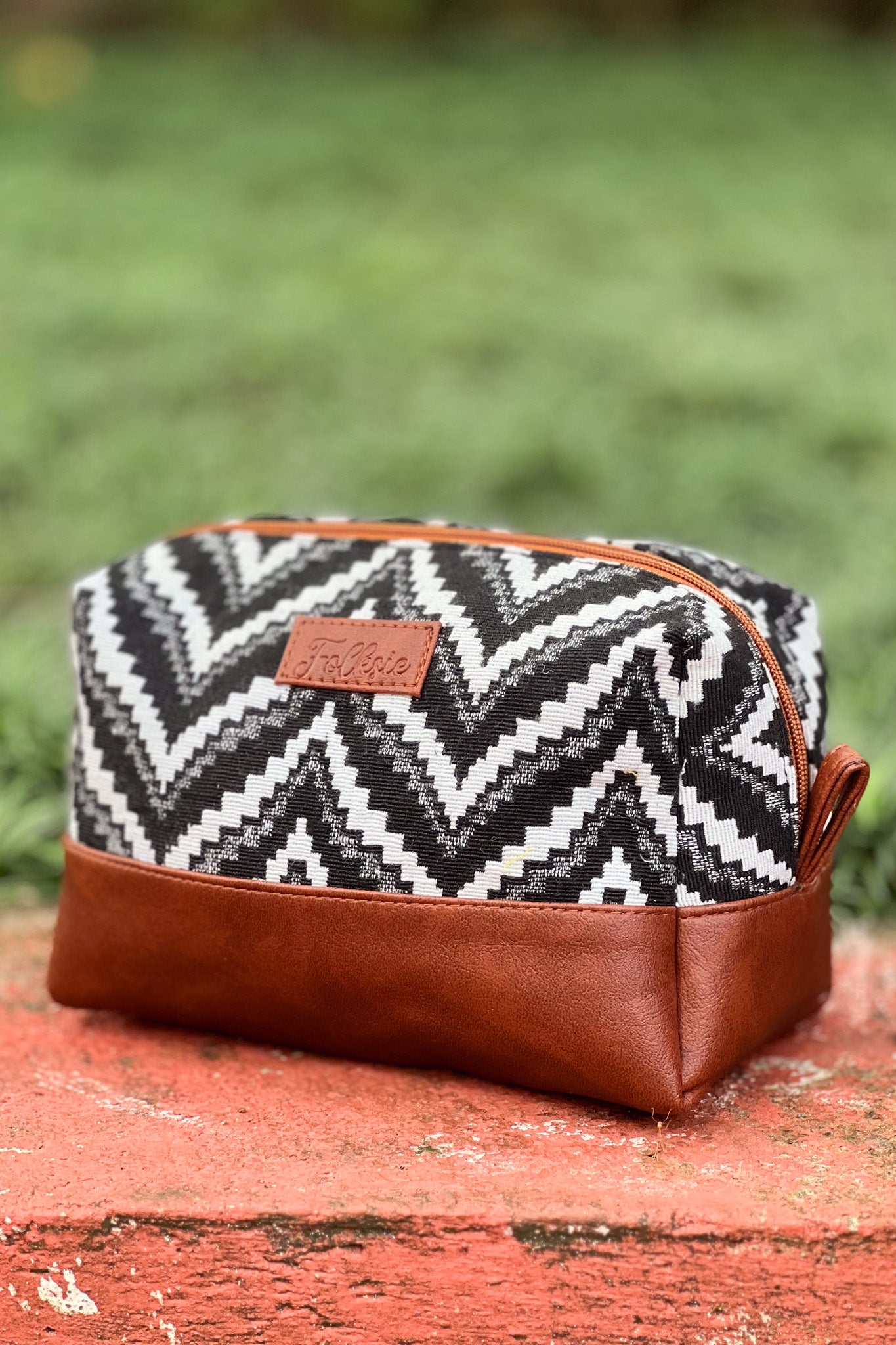 Brown Chevron Vanity Pouch