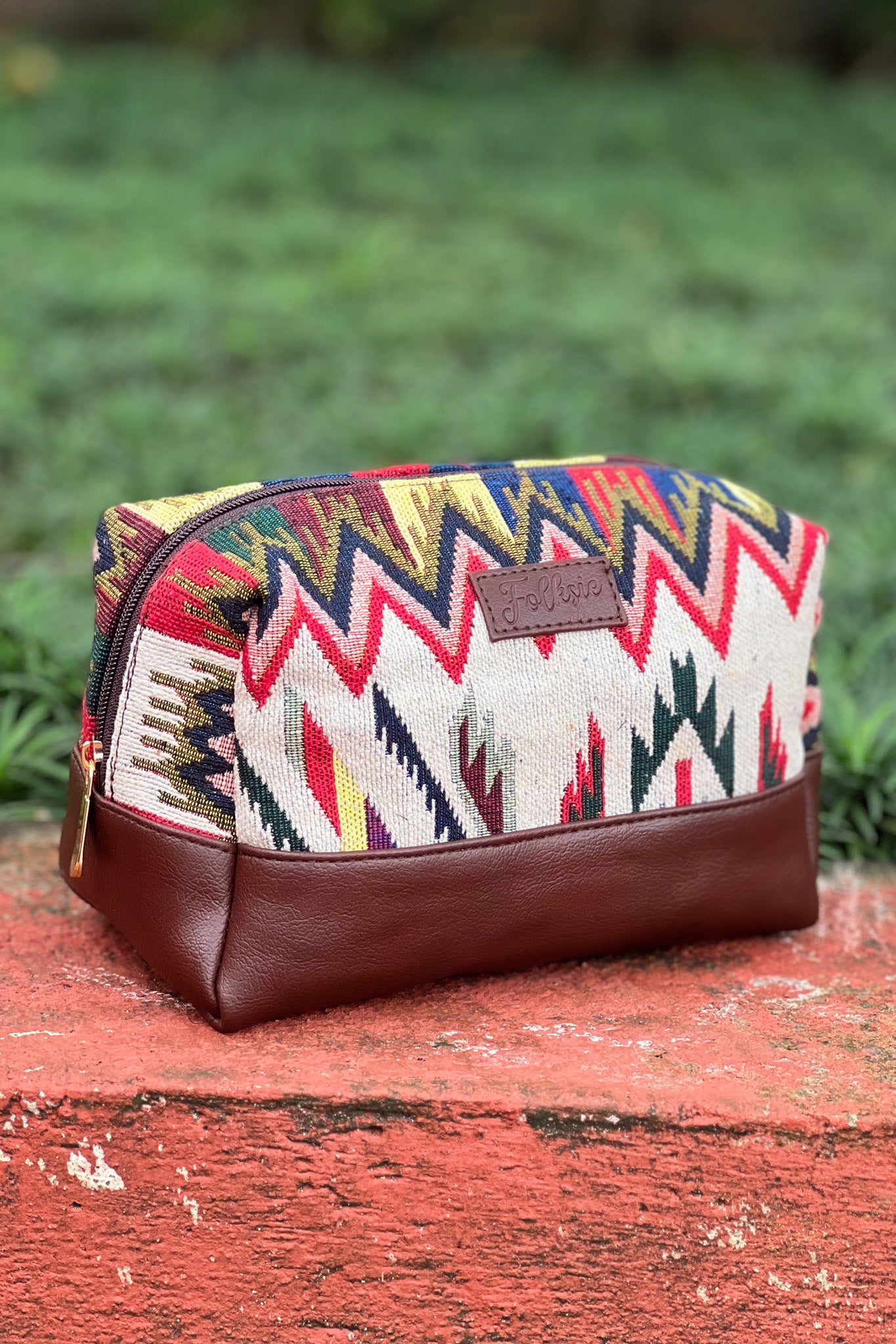 White Tribal Vanity Pouch