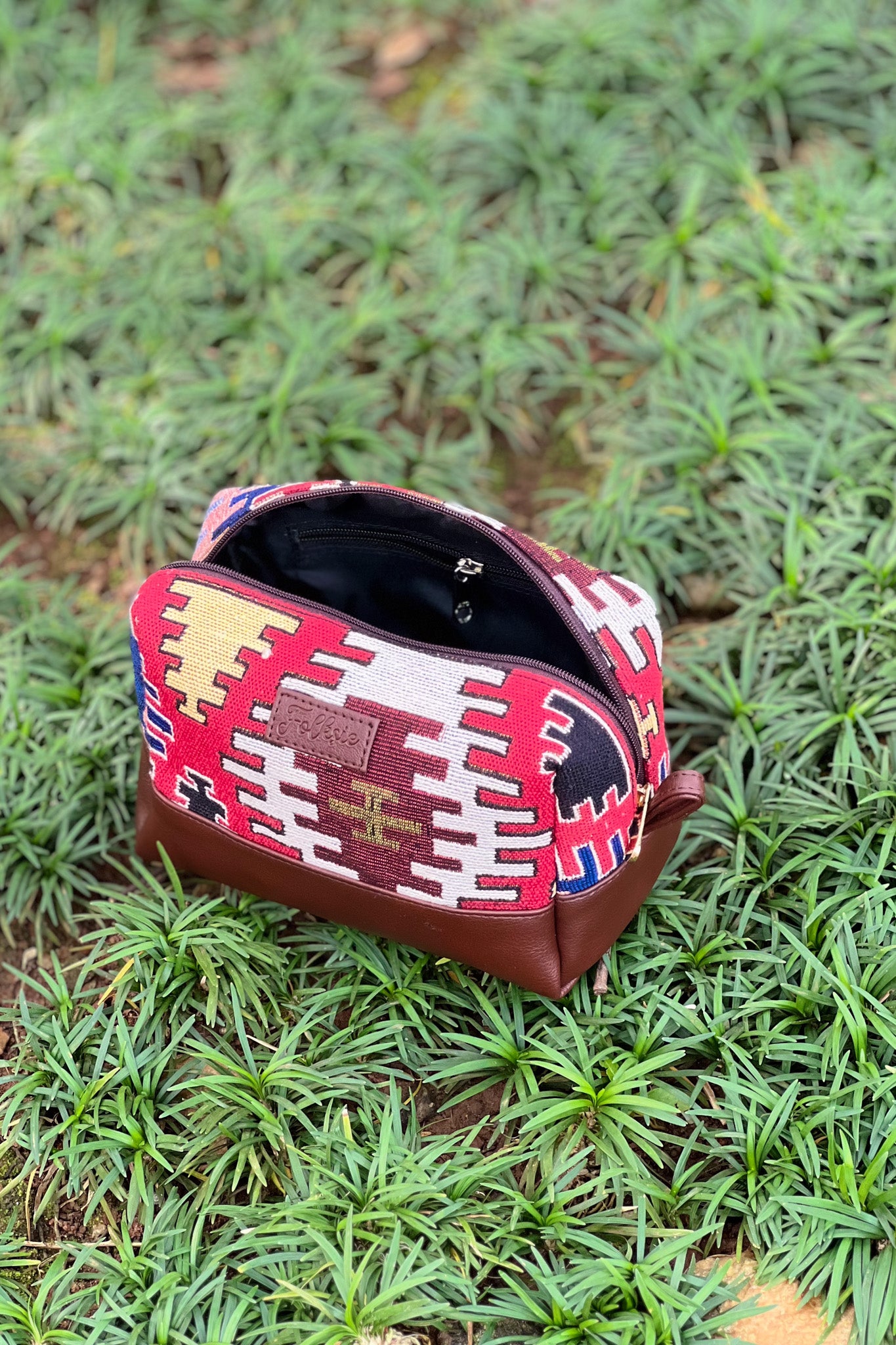 Maroon Tribal Vanity Pouch
