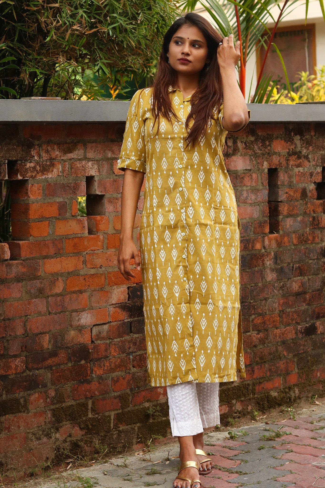 Lime Ikkat Kurta