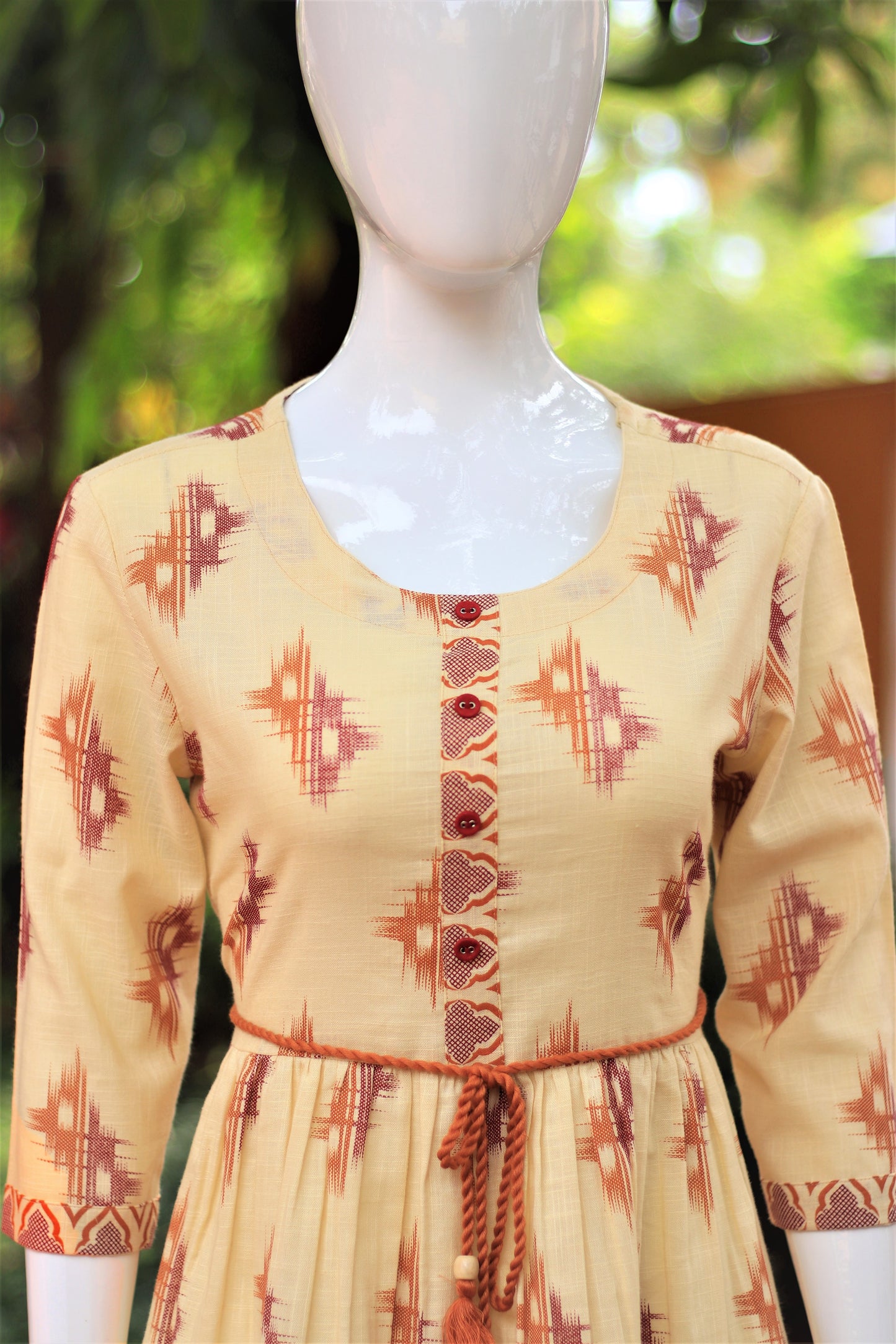Beige Ruffled Tie Up Tunic