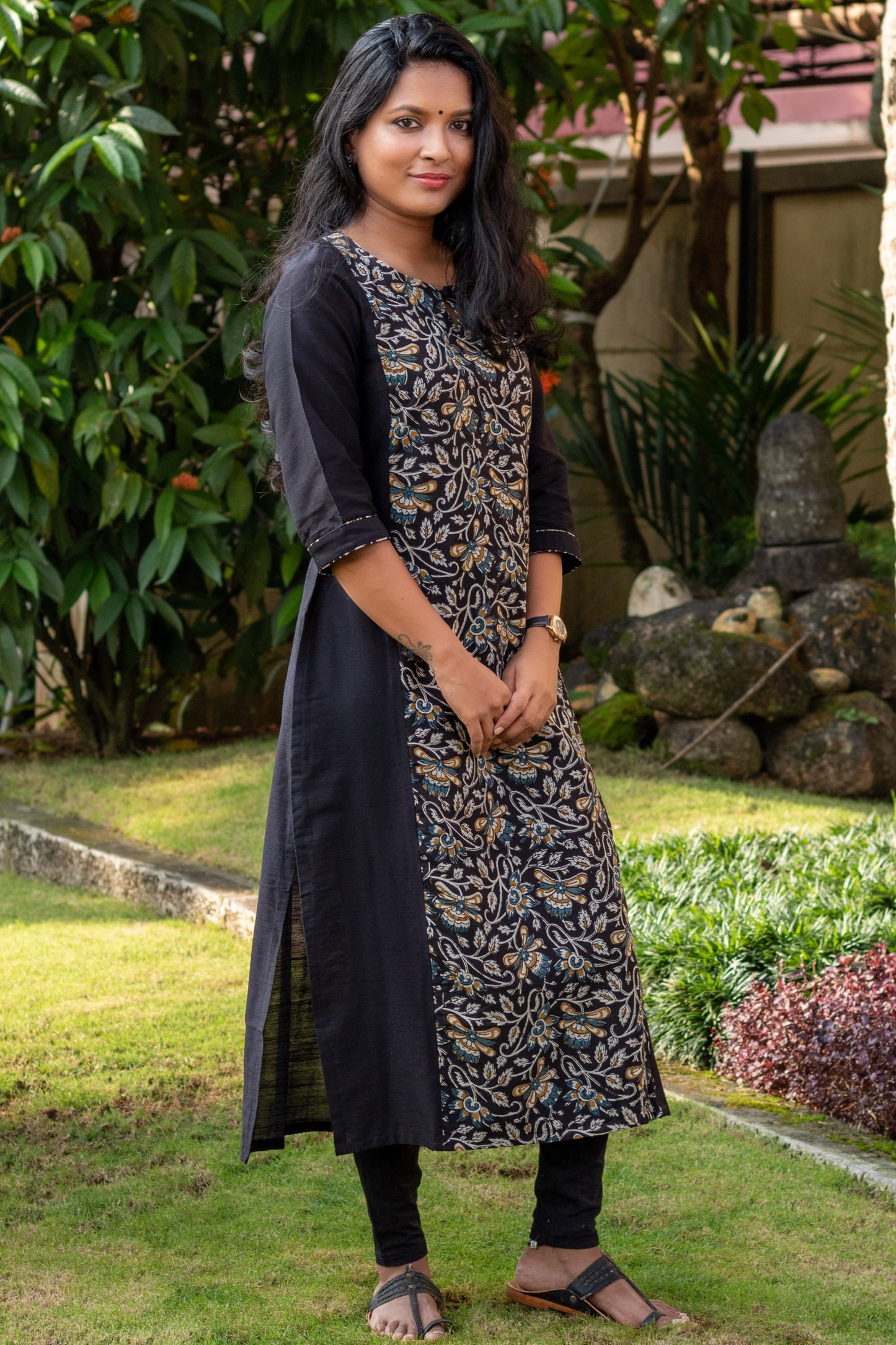 Black Kalamkari Kurta