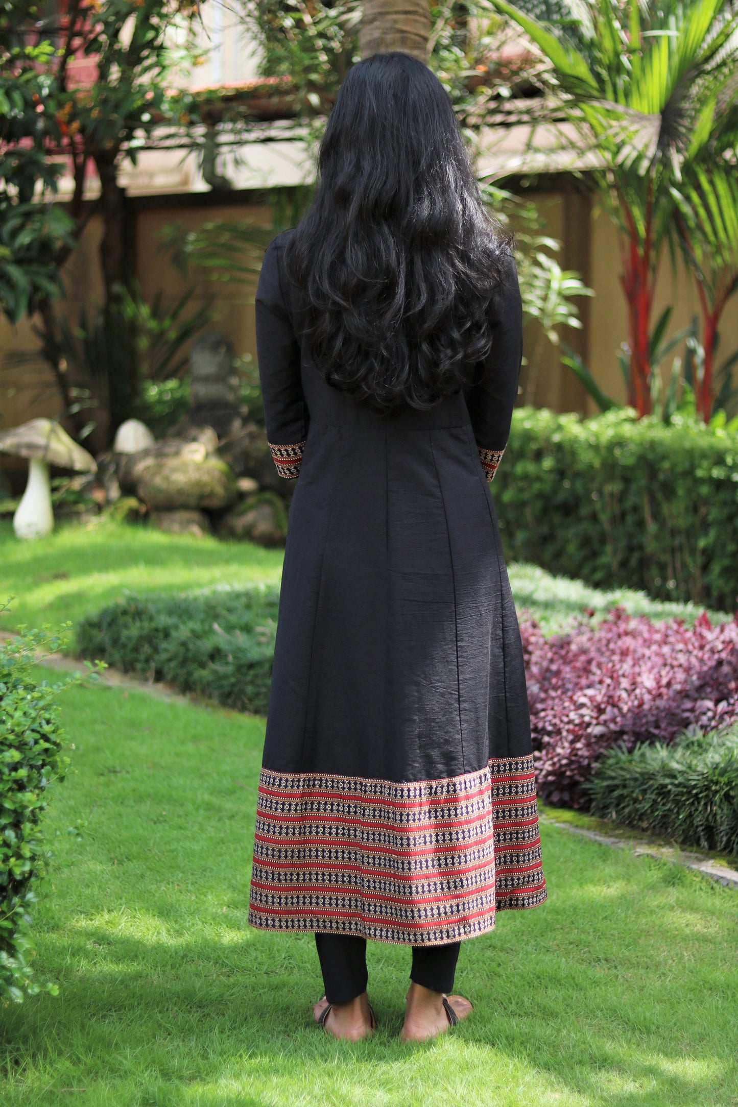 Black Anarkali With Wide Kalamkari Border
