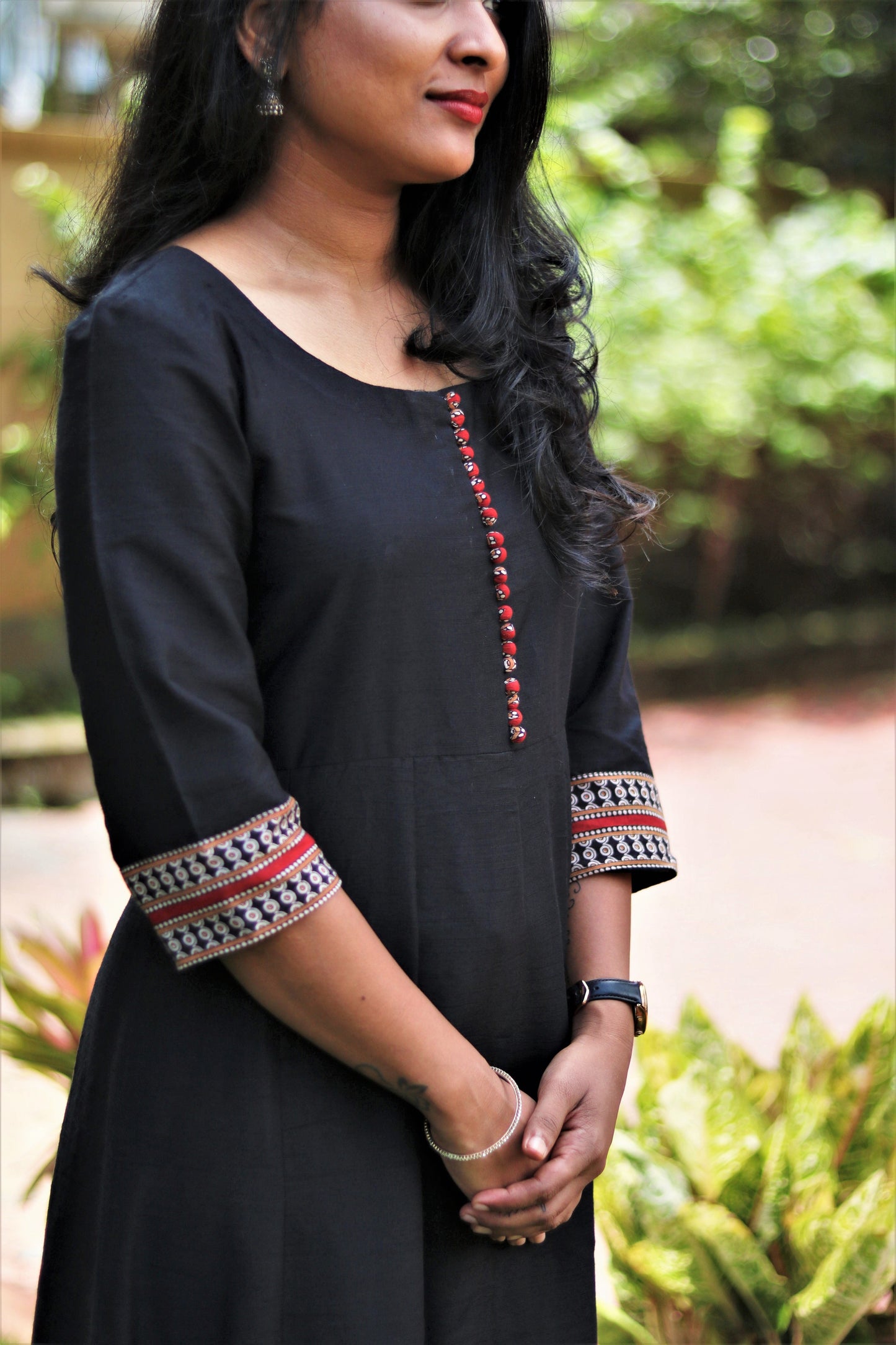 Black Anarkali With Wide Kalamkari Border