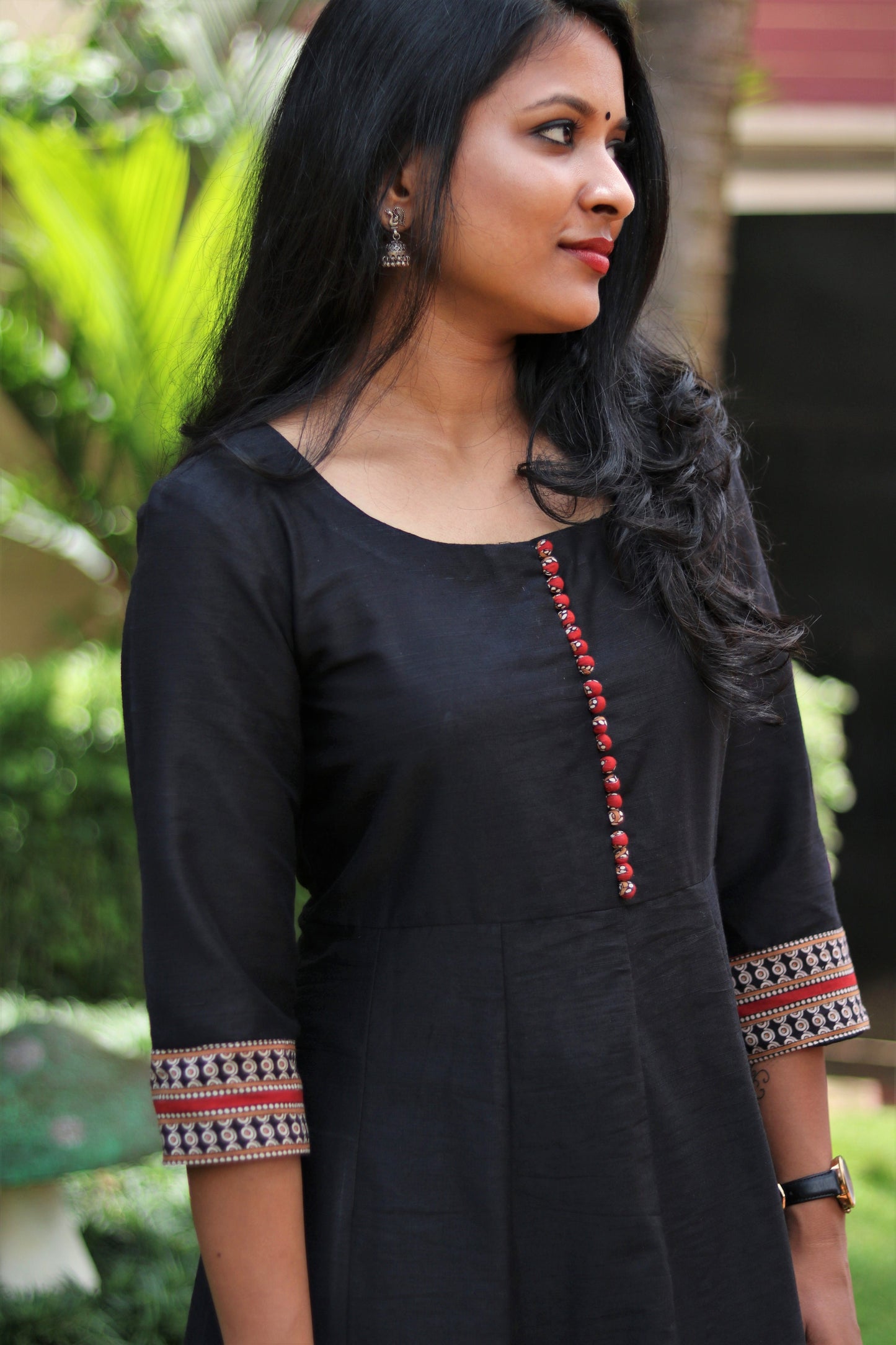 Black Anarkali With Wide Kalamkari Border
