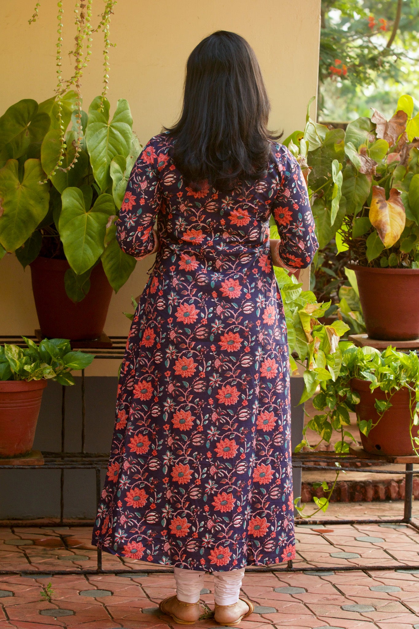 Dark Violet Block Printed Angrakha