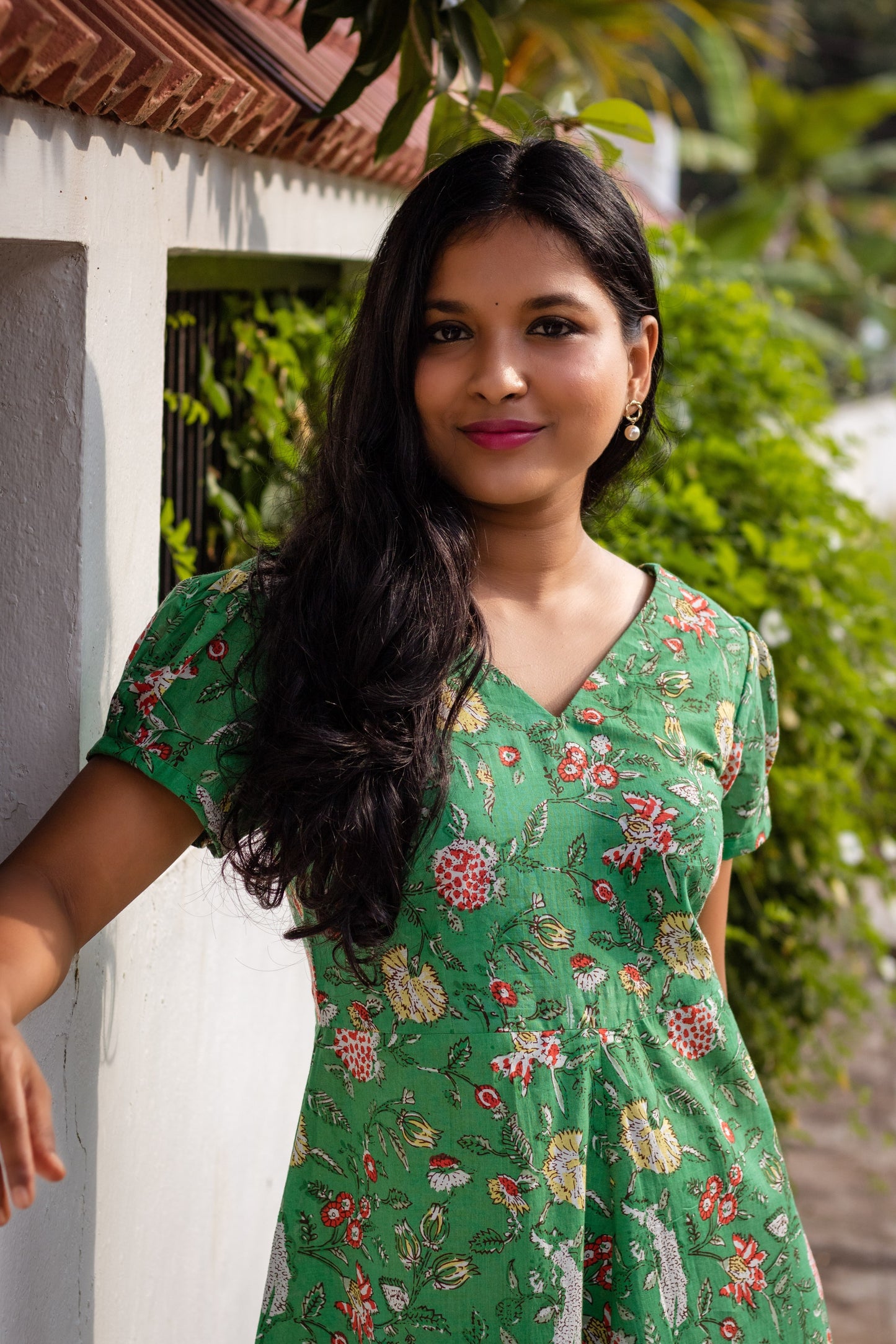 Green Block Printed Dress