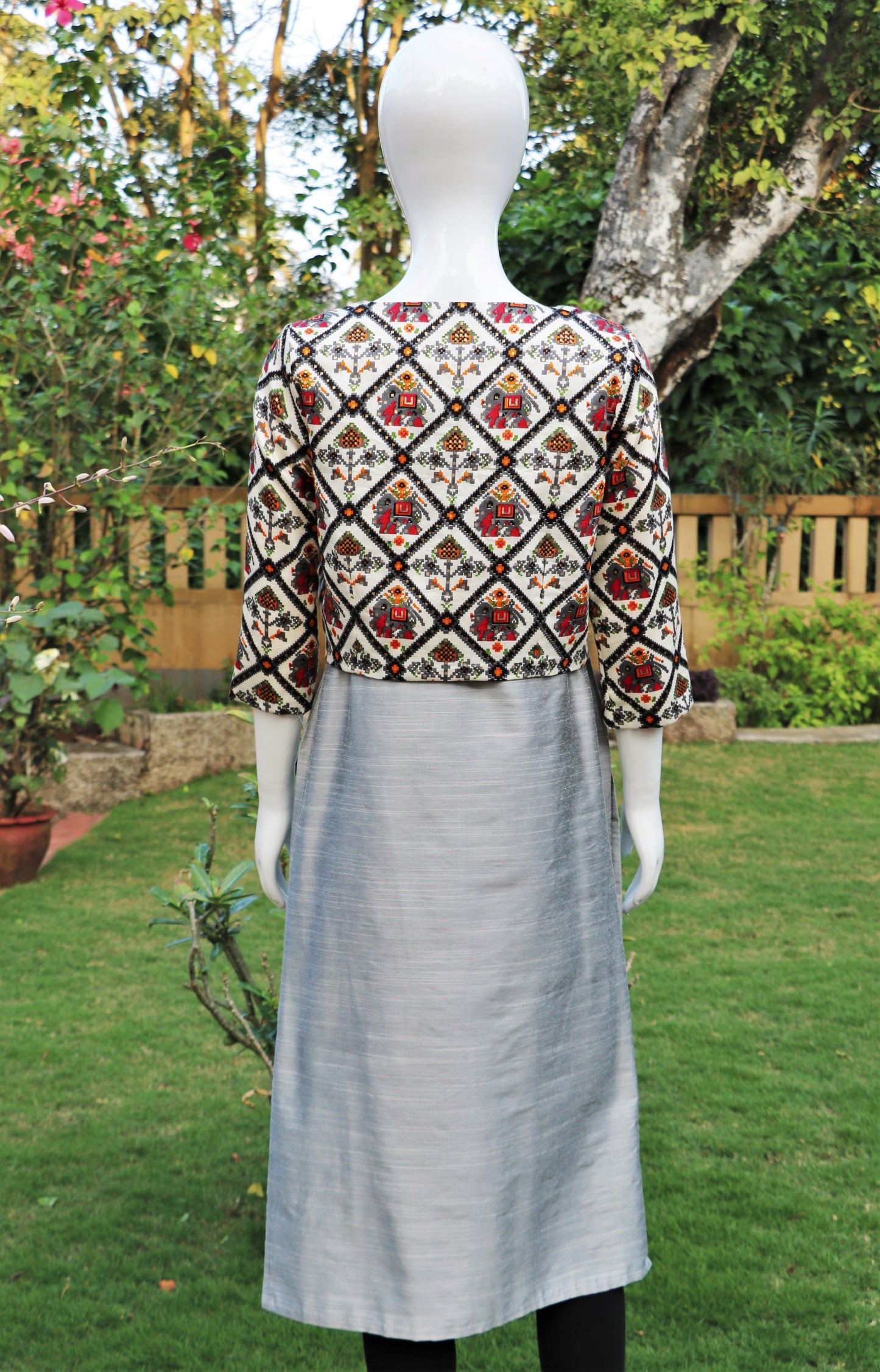Grey Kurta with Patola Jacket