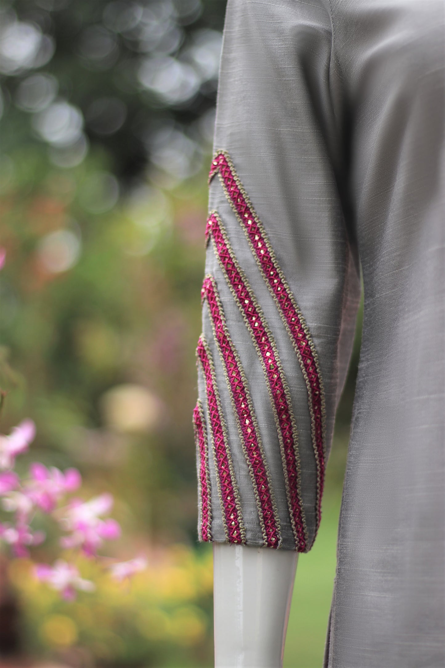 Grey & Purple Long Kurta