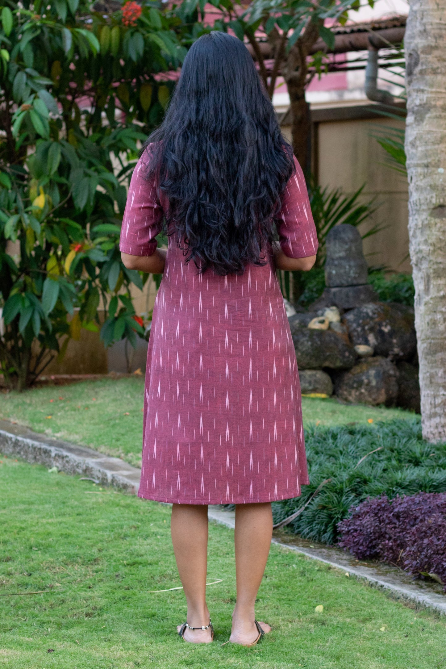 Maroon Ikkat Dress