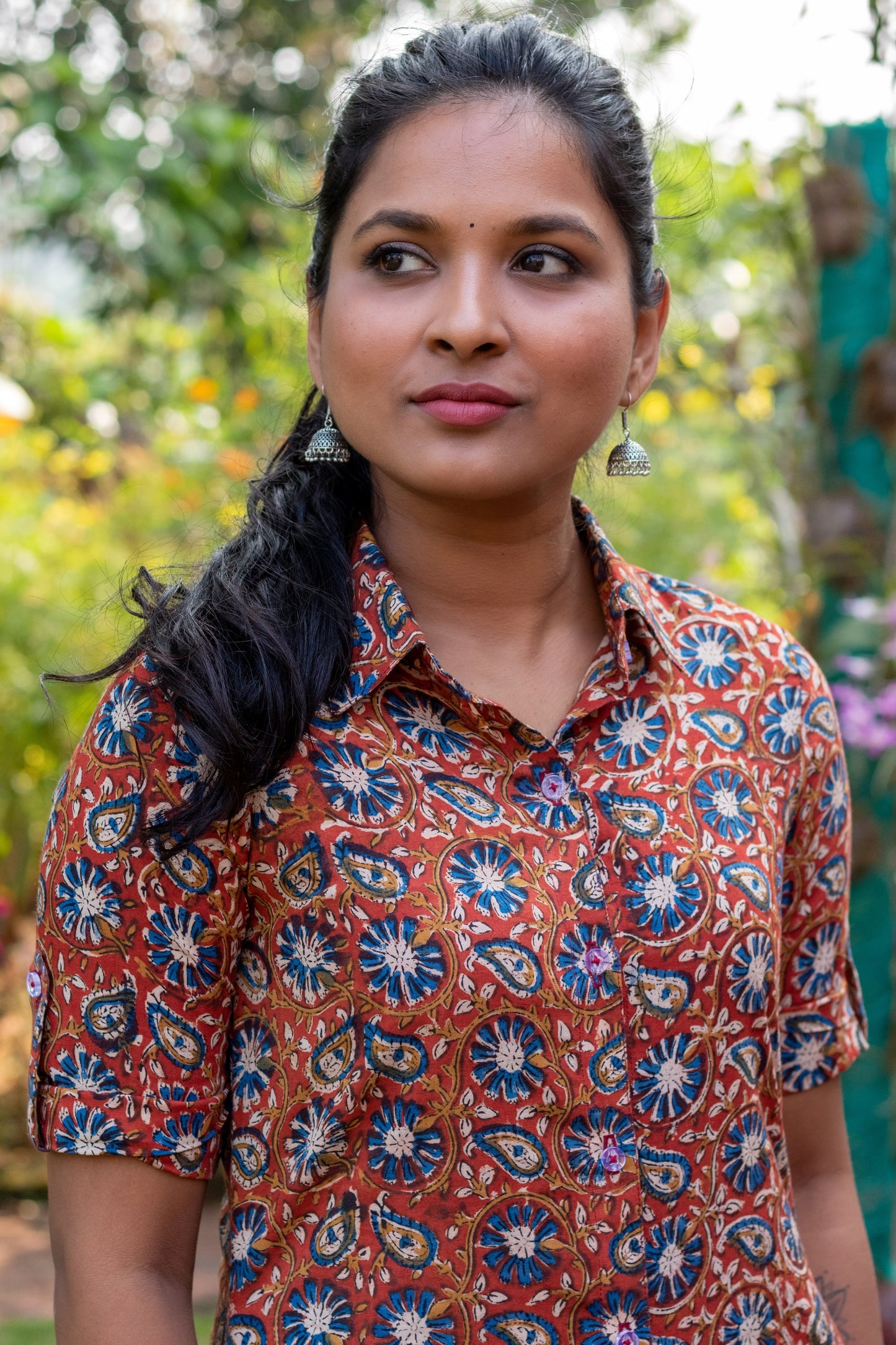 Maroon Kalamkari Shirt Dress