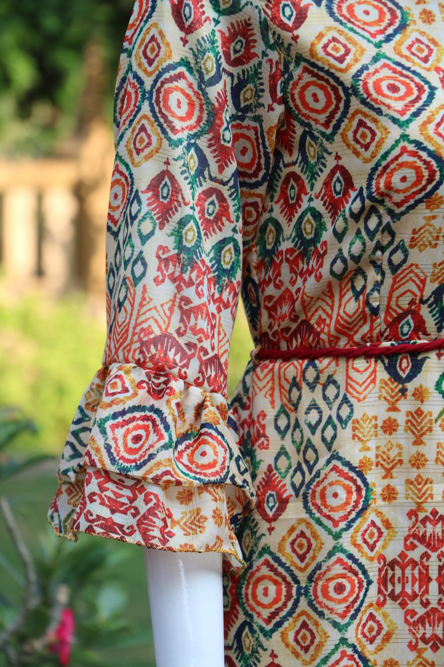Abstract Print Ruffled Dress