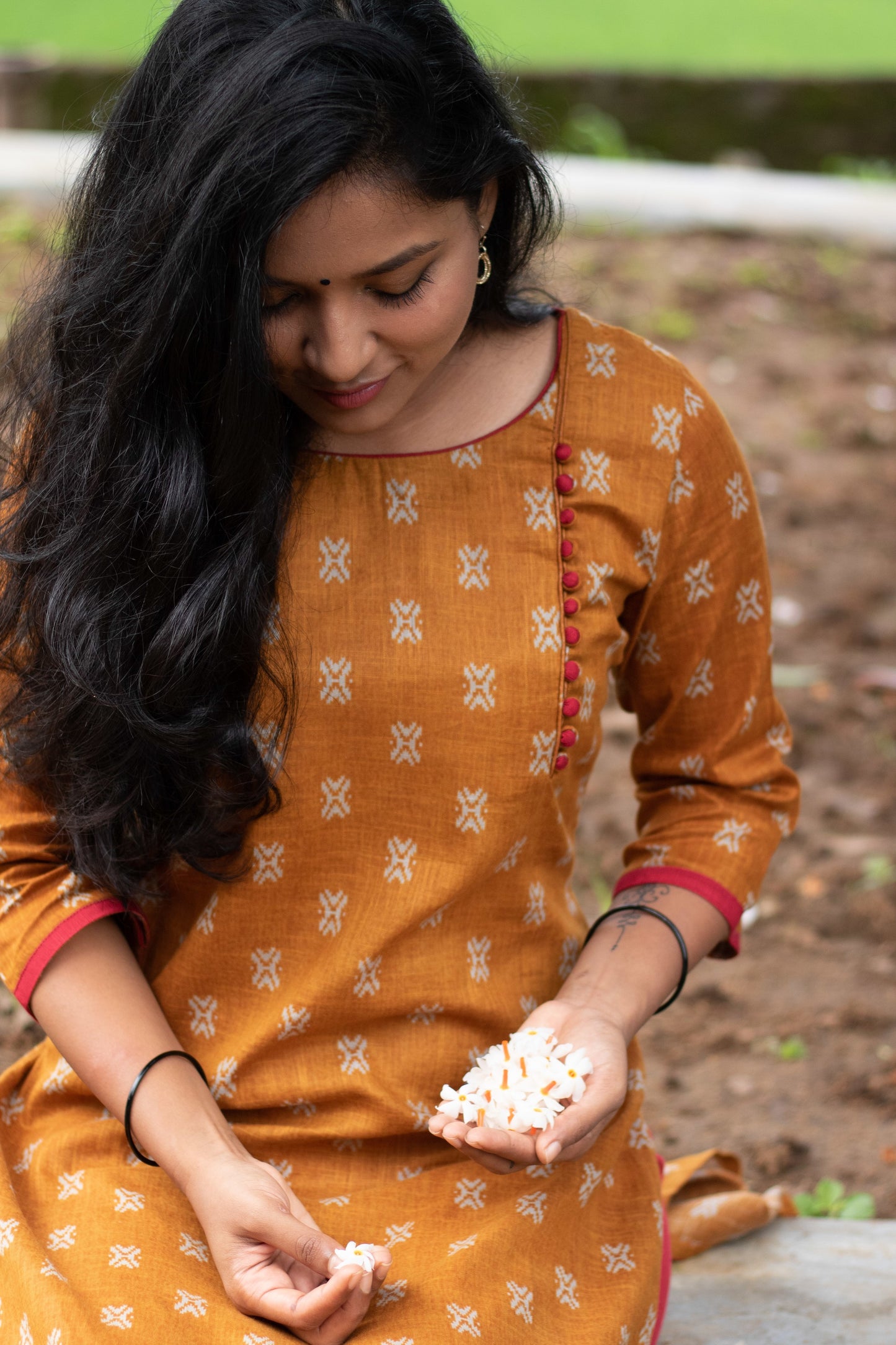 Mustard Ikkat Kurta