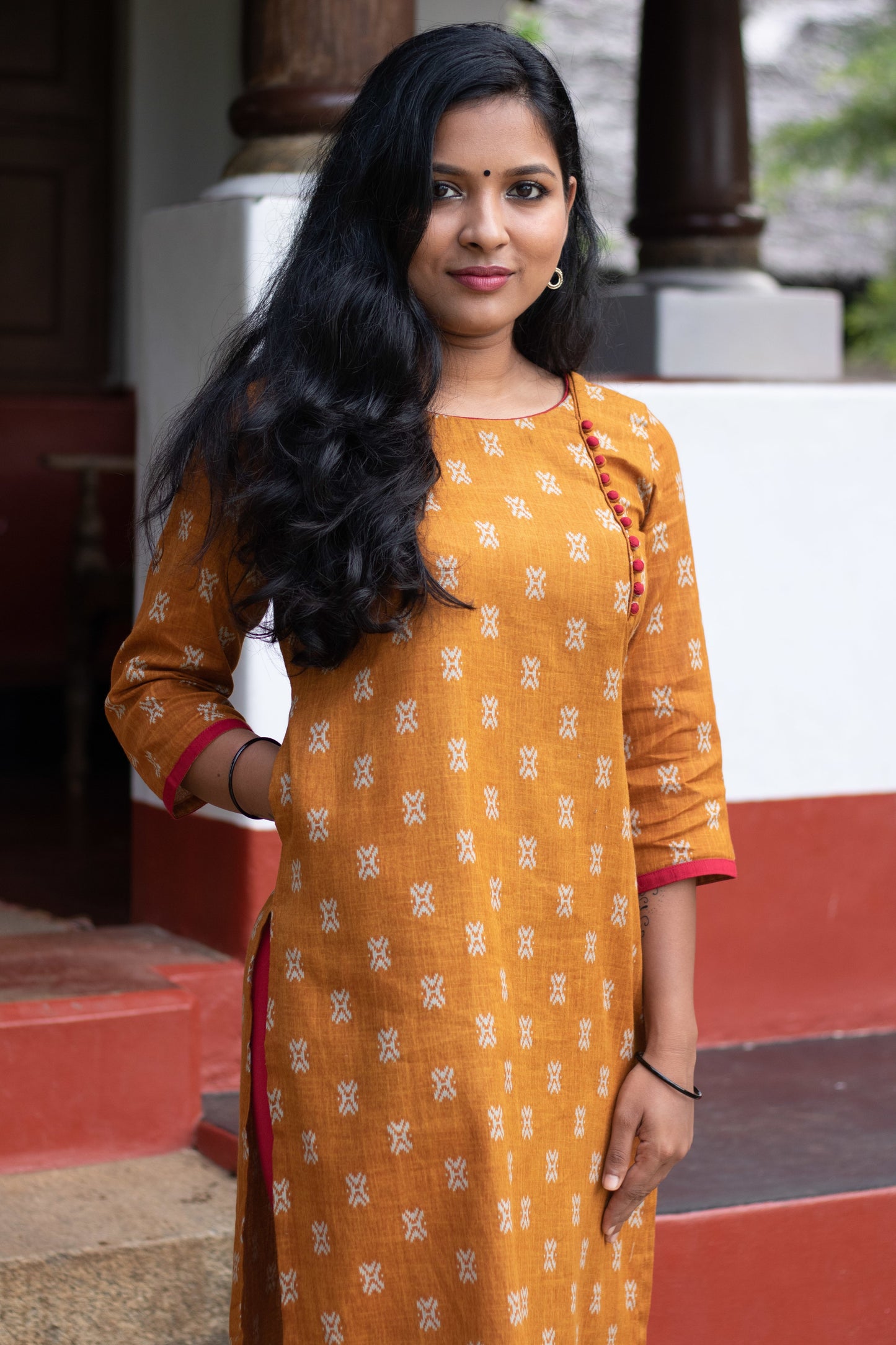 Mustard Ikkat Kurta