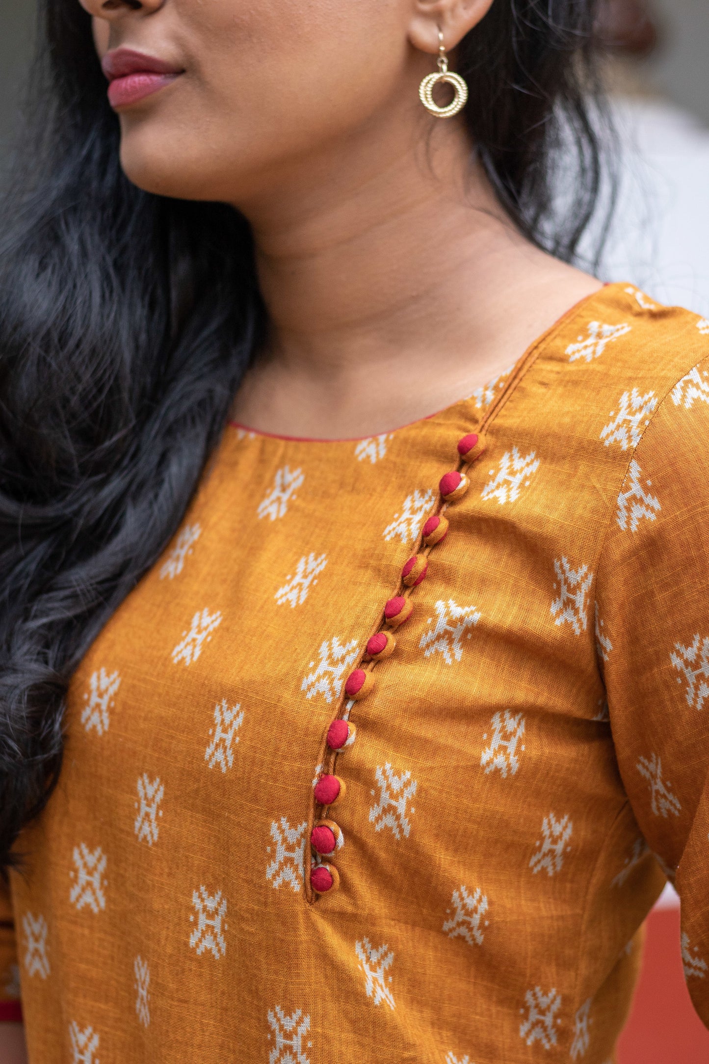 Mustard Ikkat Kurta