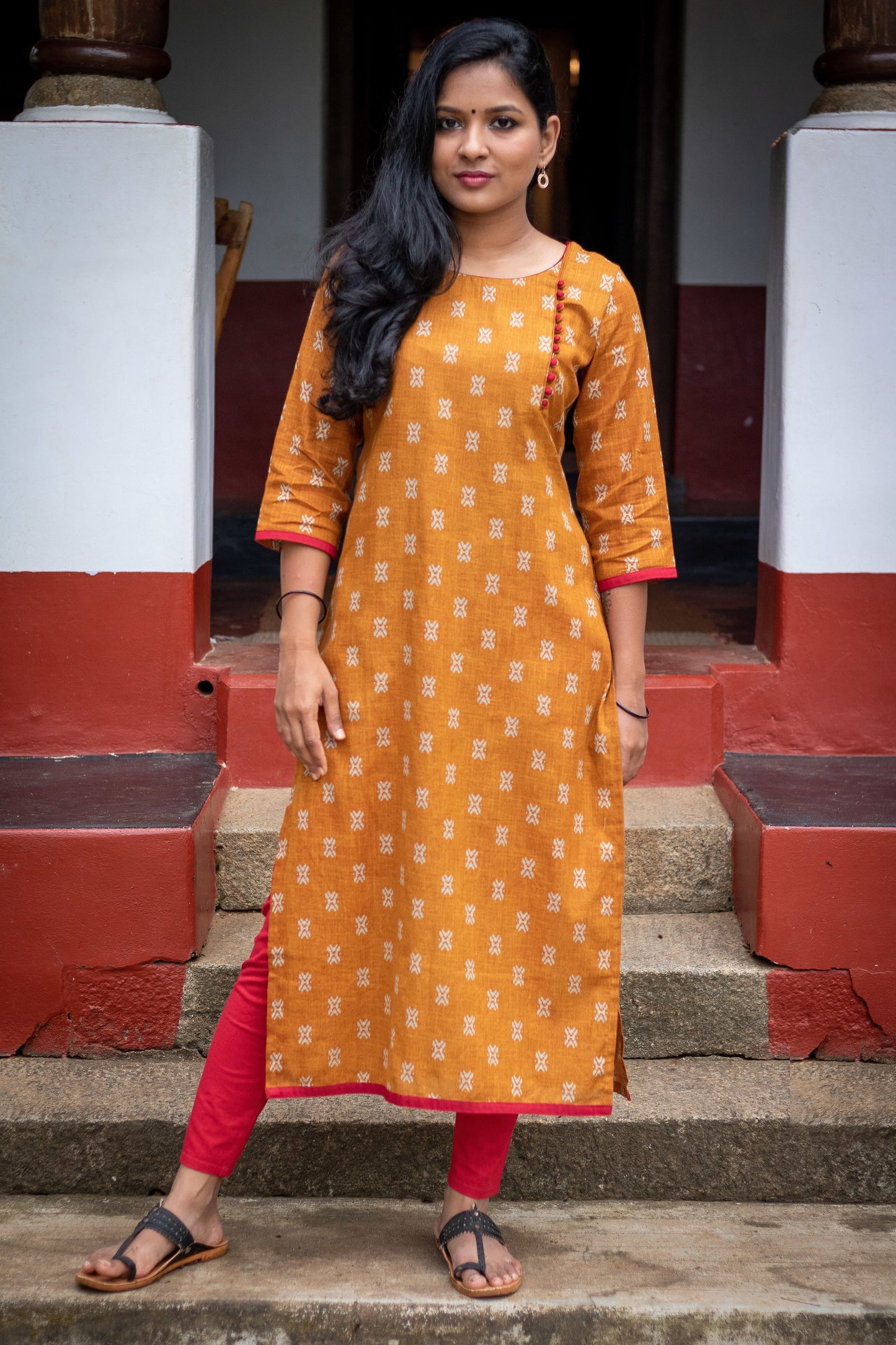 Mustard Ikkat Kurta