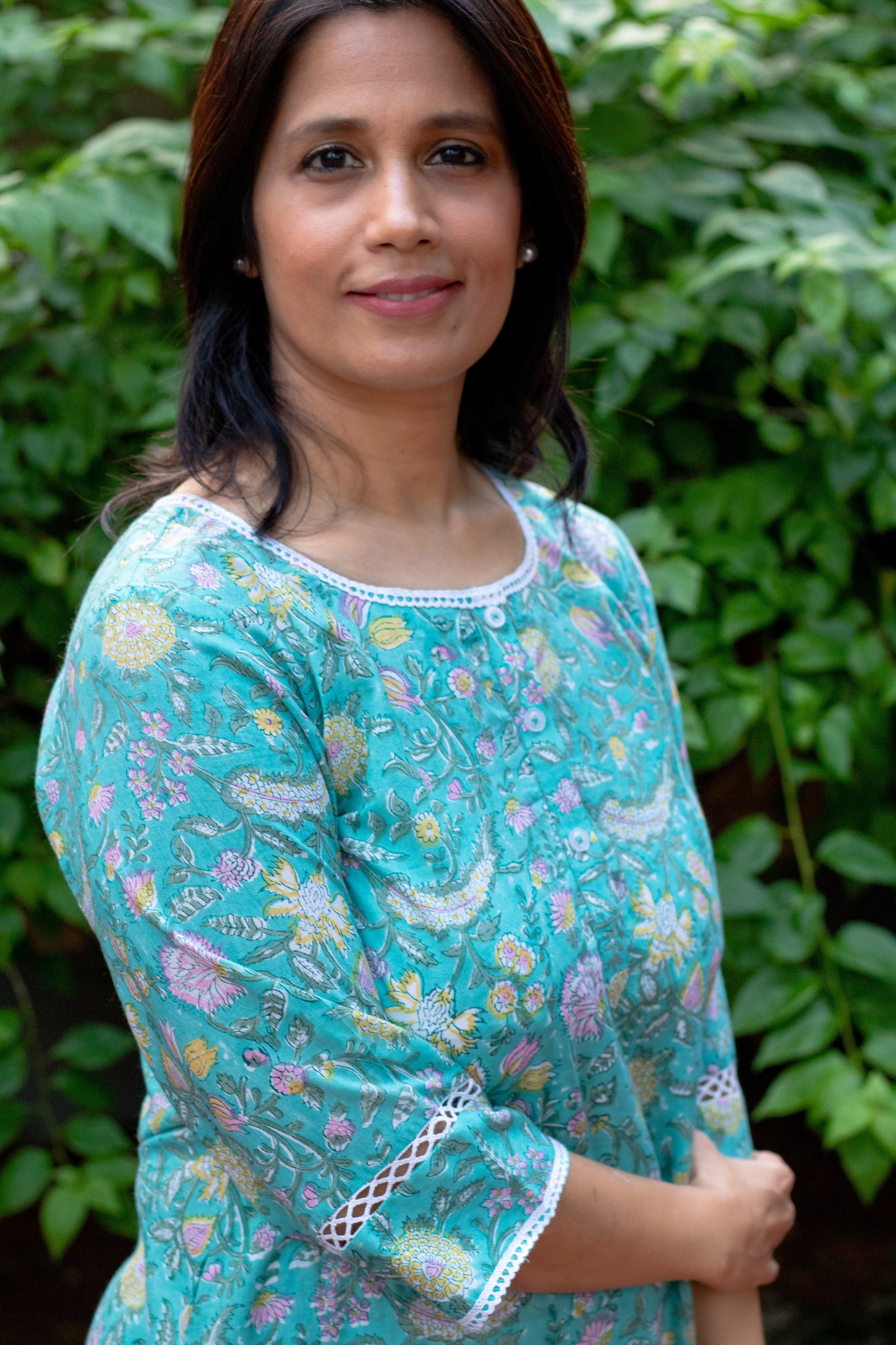 Pastel Blue Floral Lacy Kurta