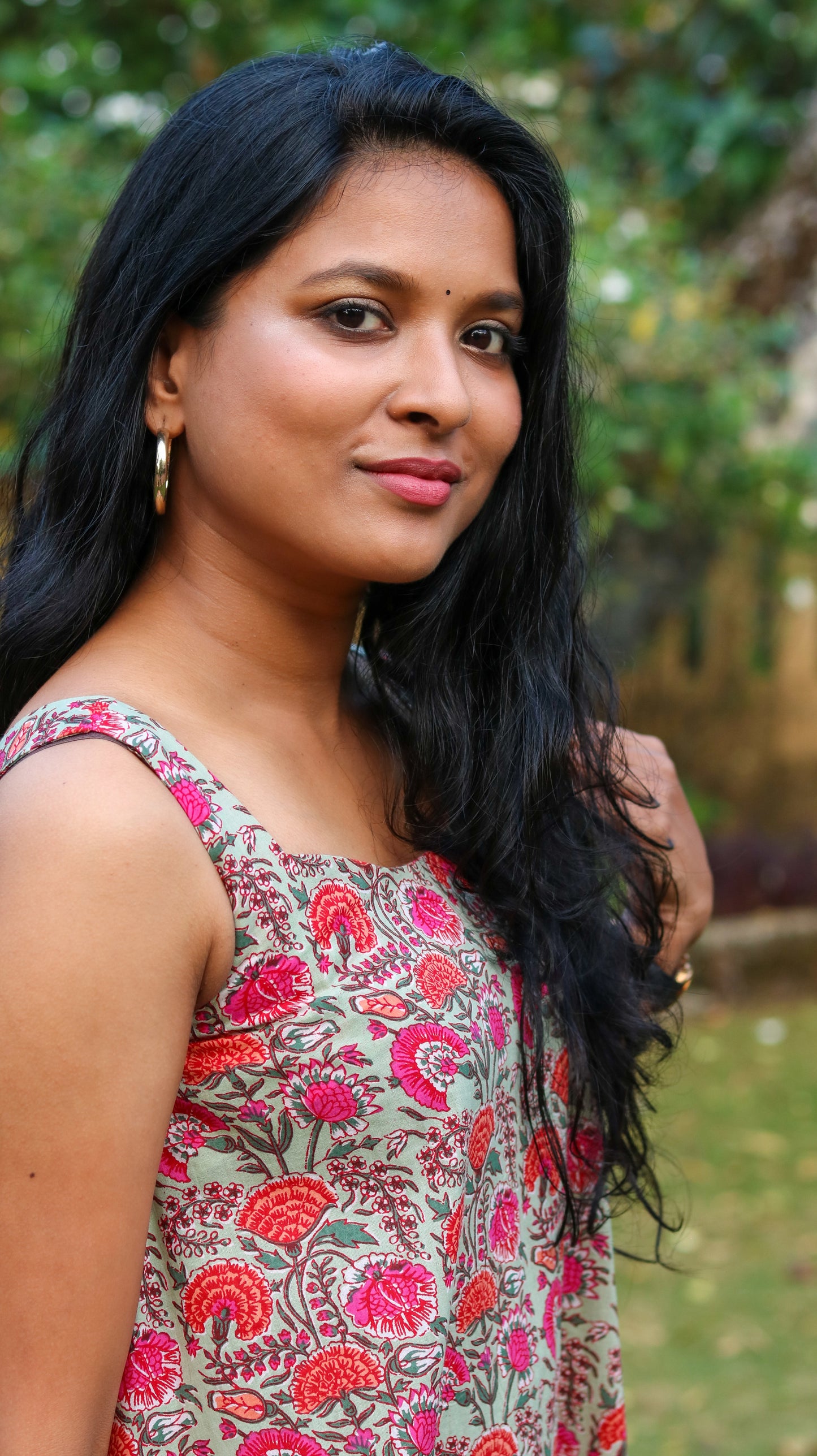 Pastel Green & Pink Floral Day Dress