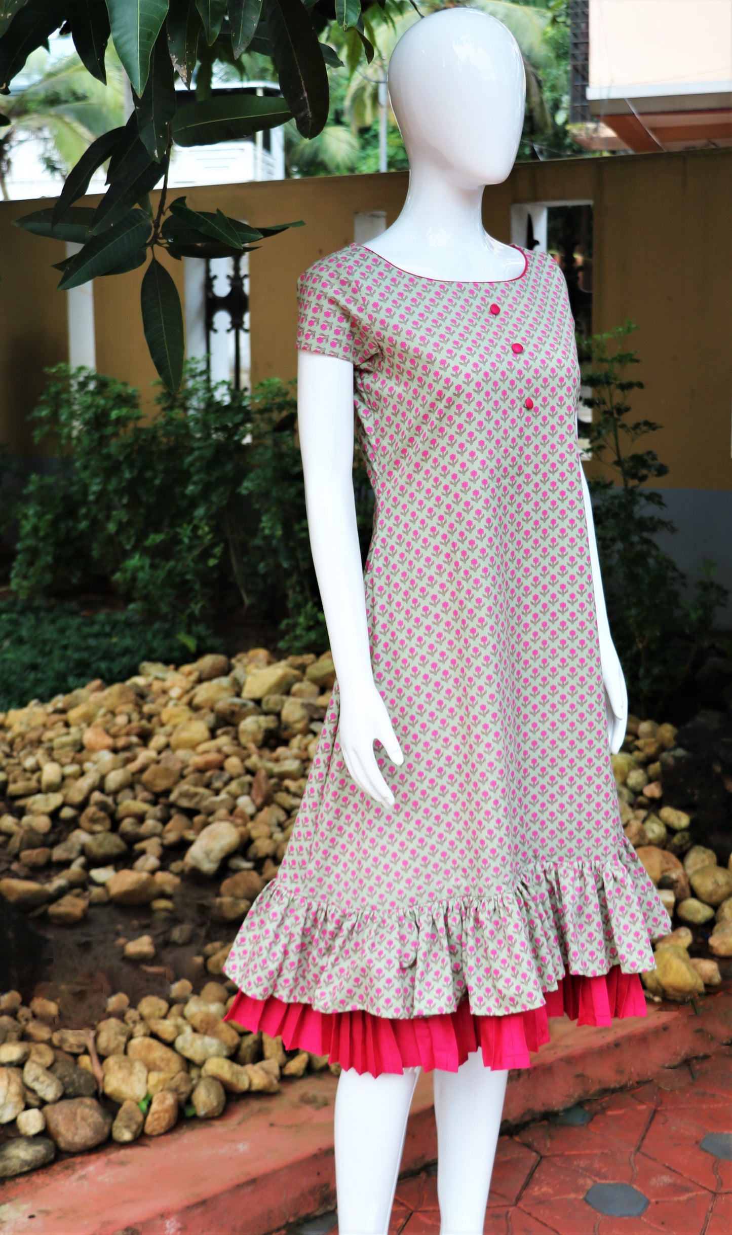 Pastel Green Layered Ruffle Dress
