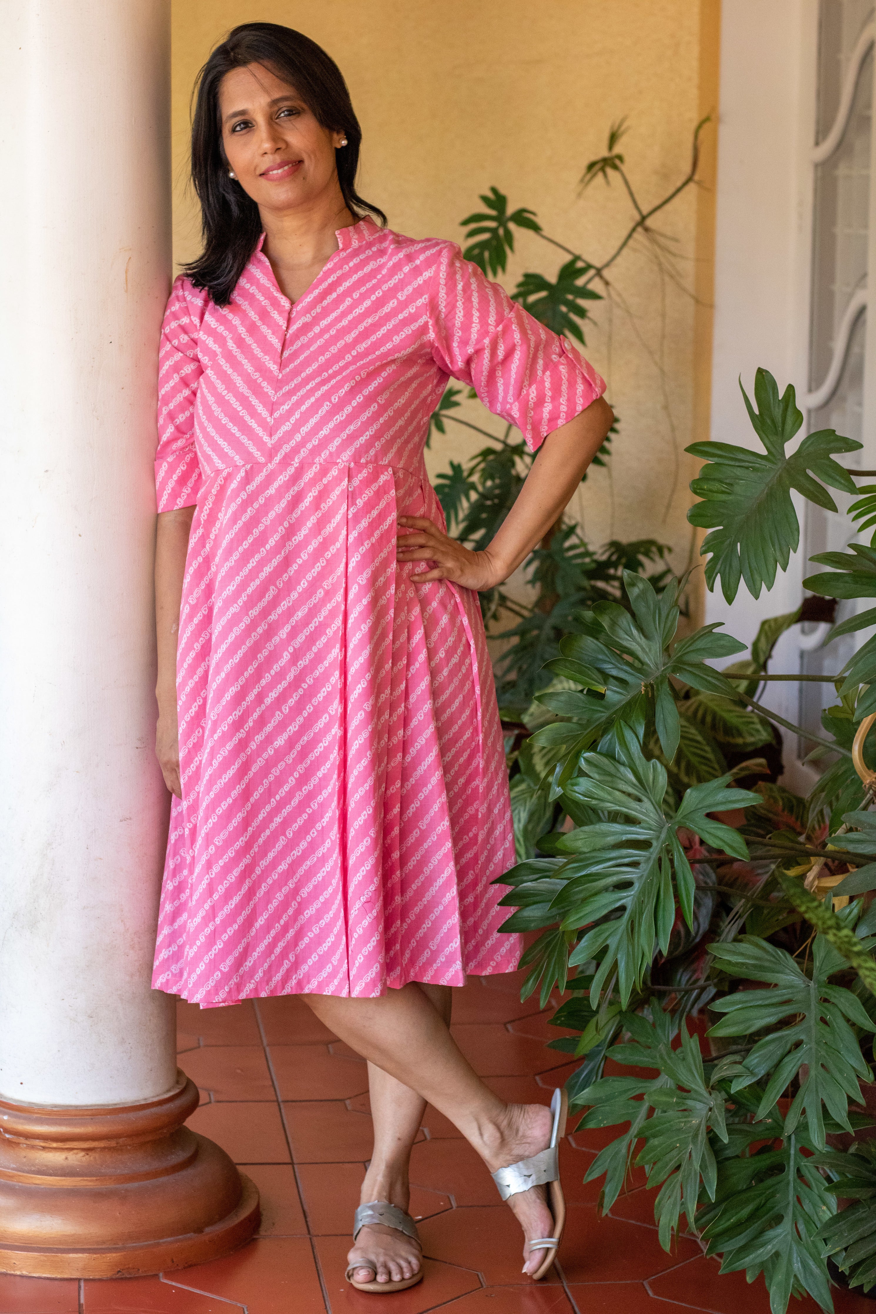 Pink Fit & Flare Dress – Folksie ® Pink Fit & Flare Dress – Folksie ®