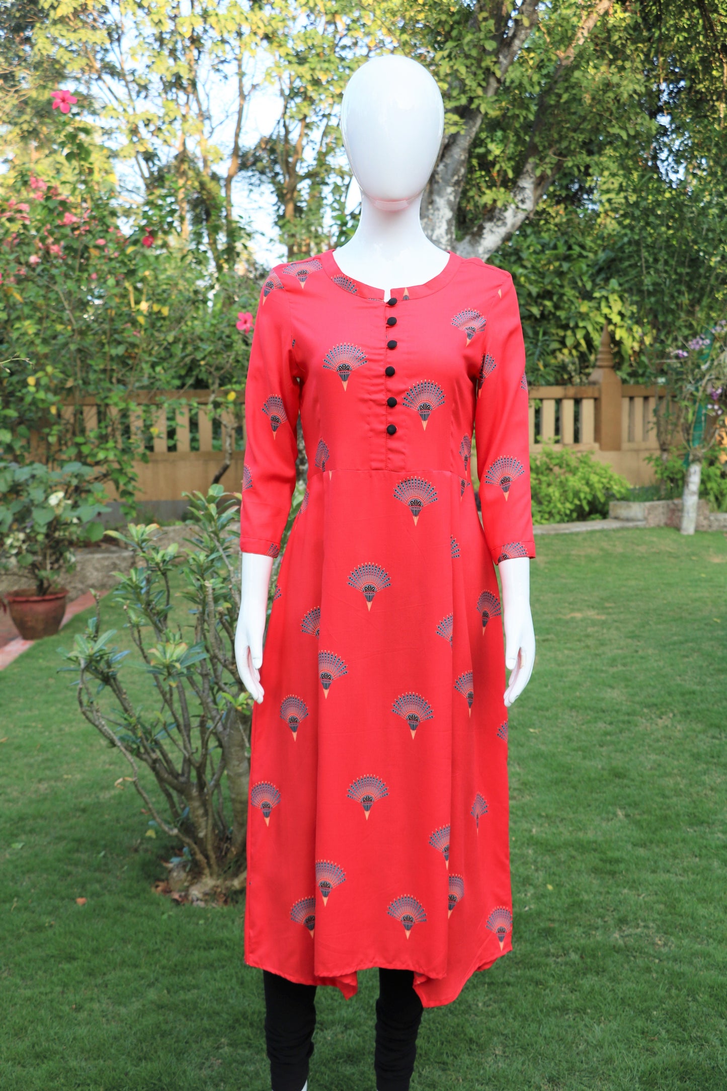 Tomato Pink High Low Kurta