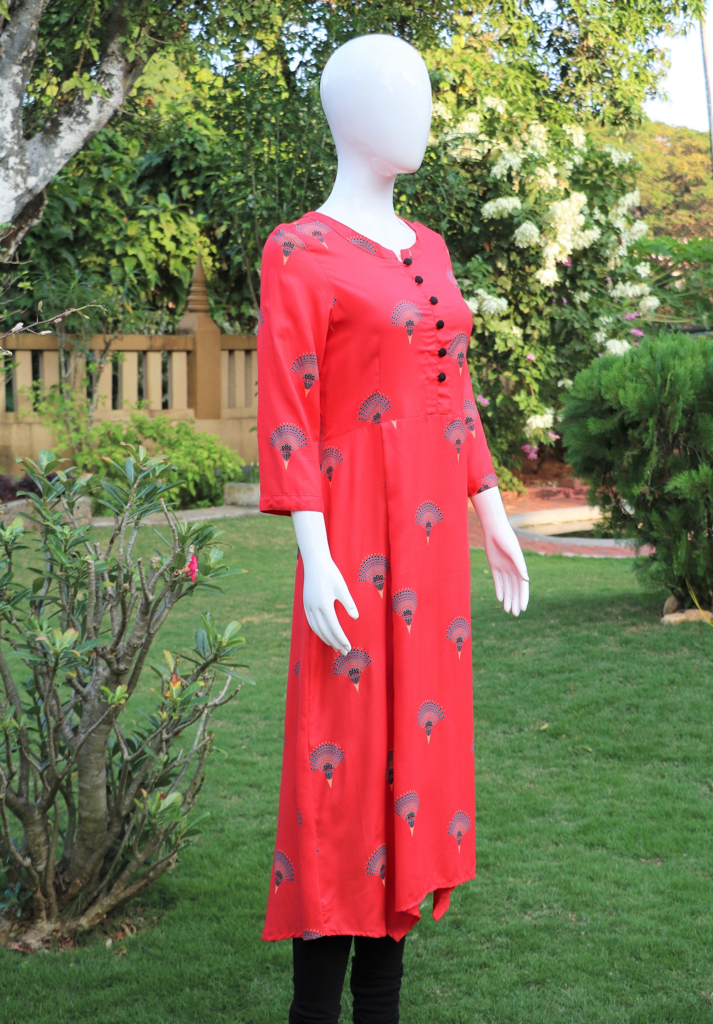Tomato Pink High Low Kurta