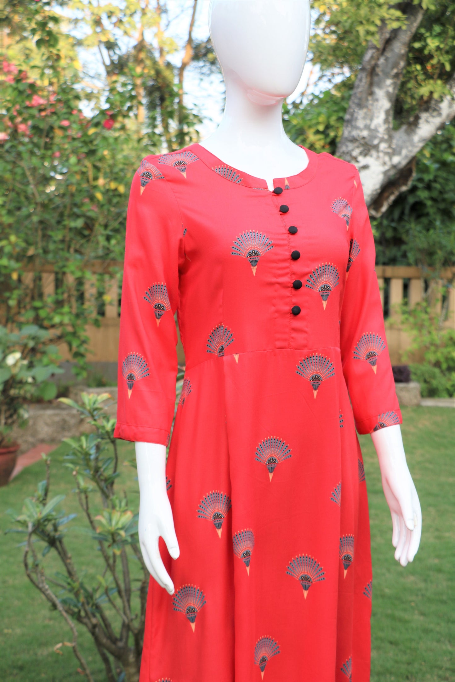 Tomato Pink High Low Kurta