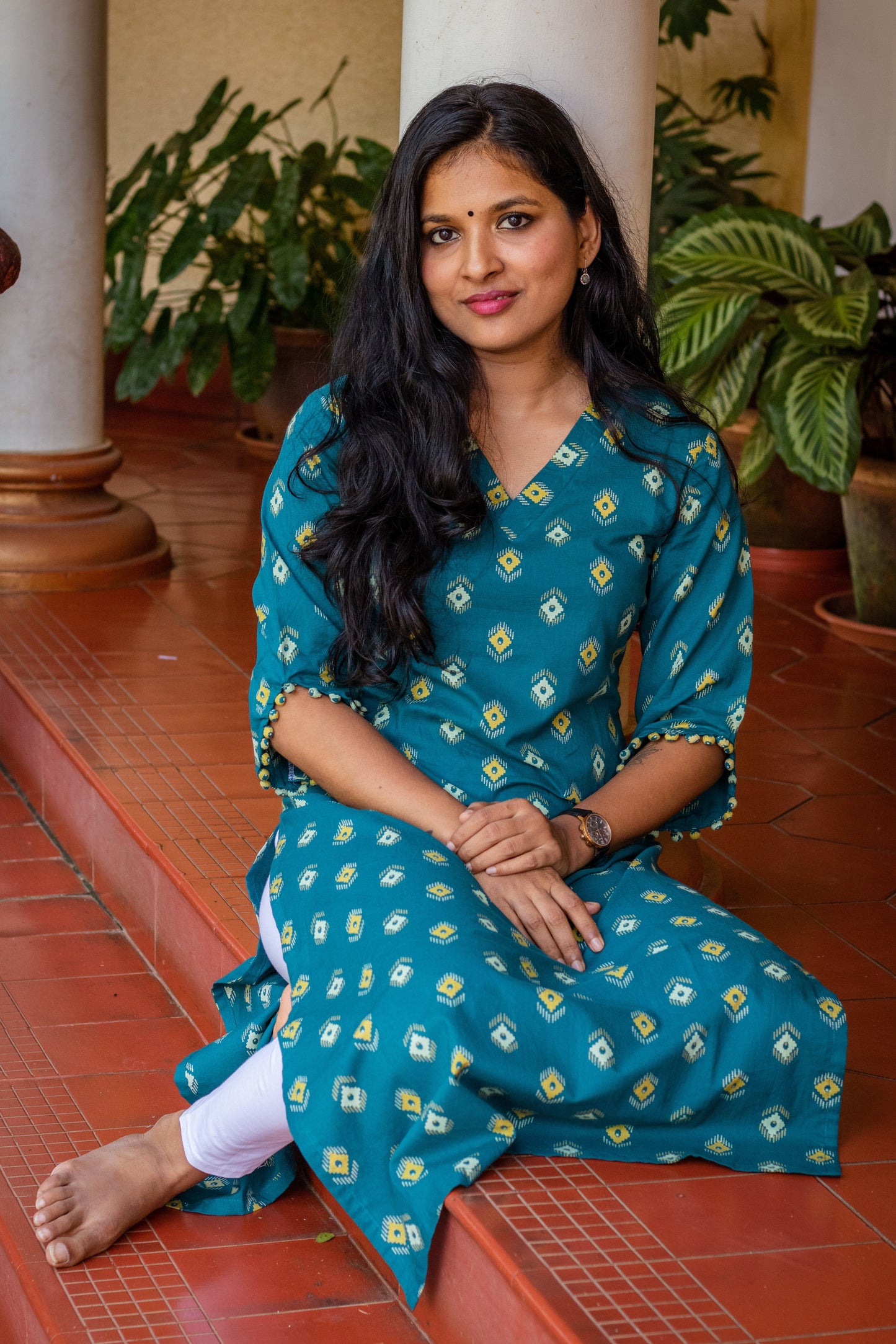 Teal Straight Cut Kurta