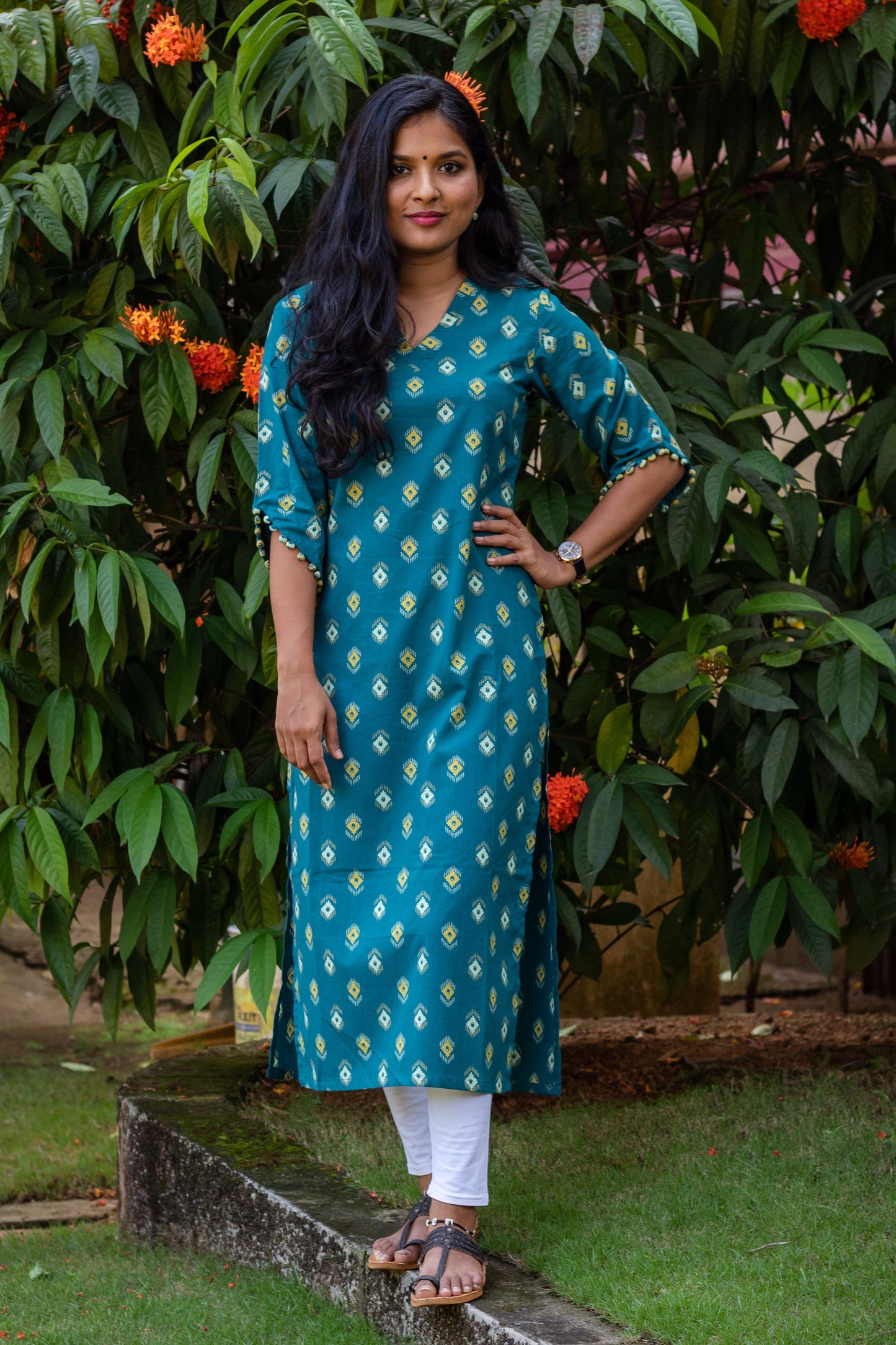 Teal Straight Cut Kurta