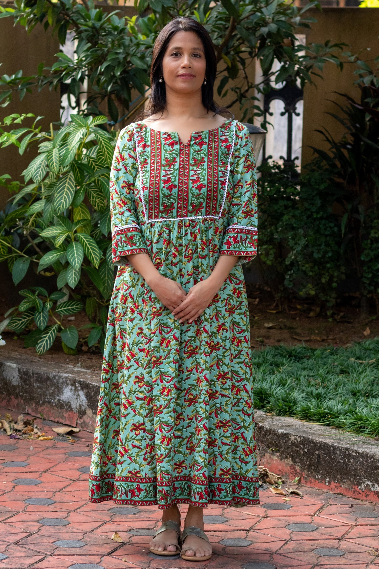 Turquoise & Red Kurta Cum Dress