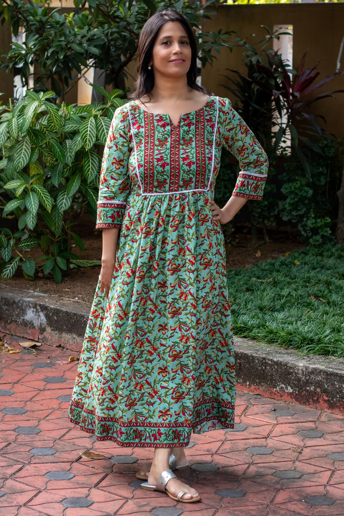 Turquoise & Red Kurta Cum Dress