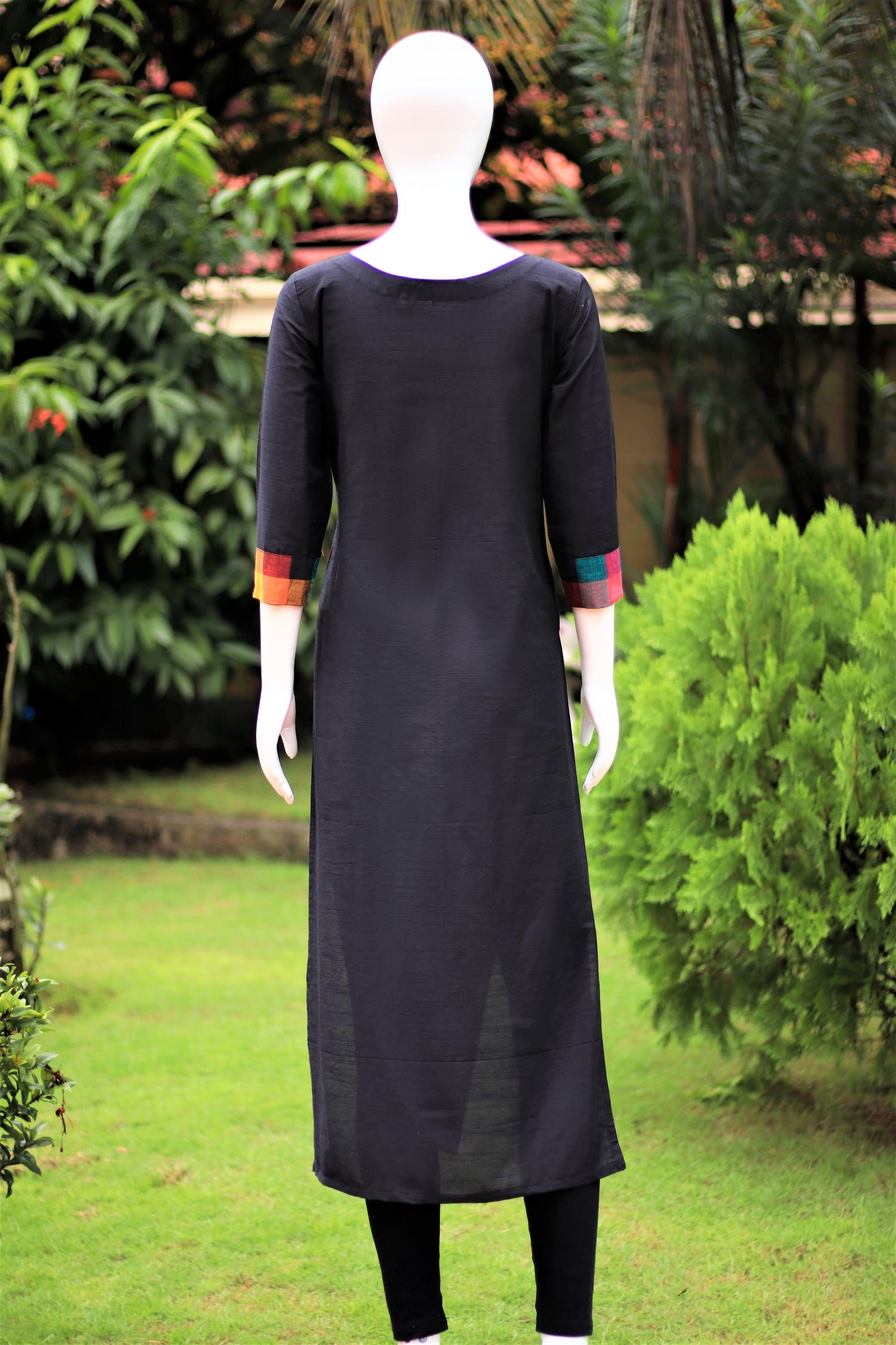 Black Kurta with Madras Checks