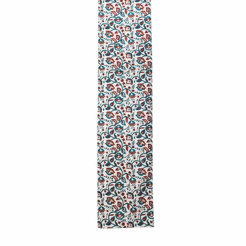 Blue & Red Block Printed Table Runner with Set of 6 Table Mats