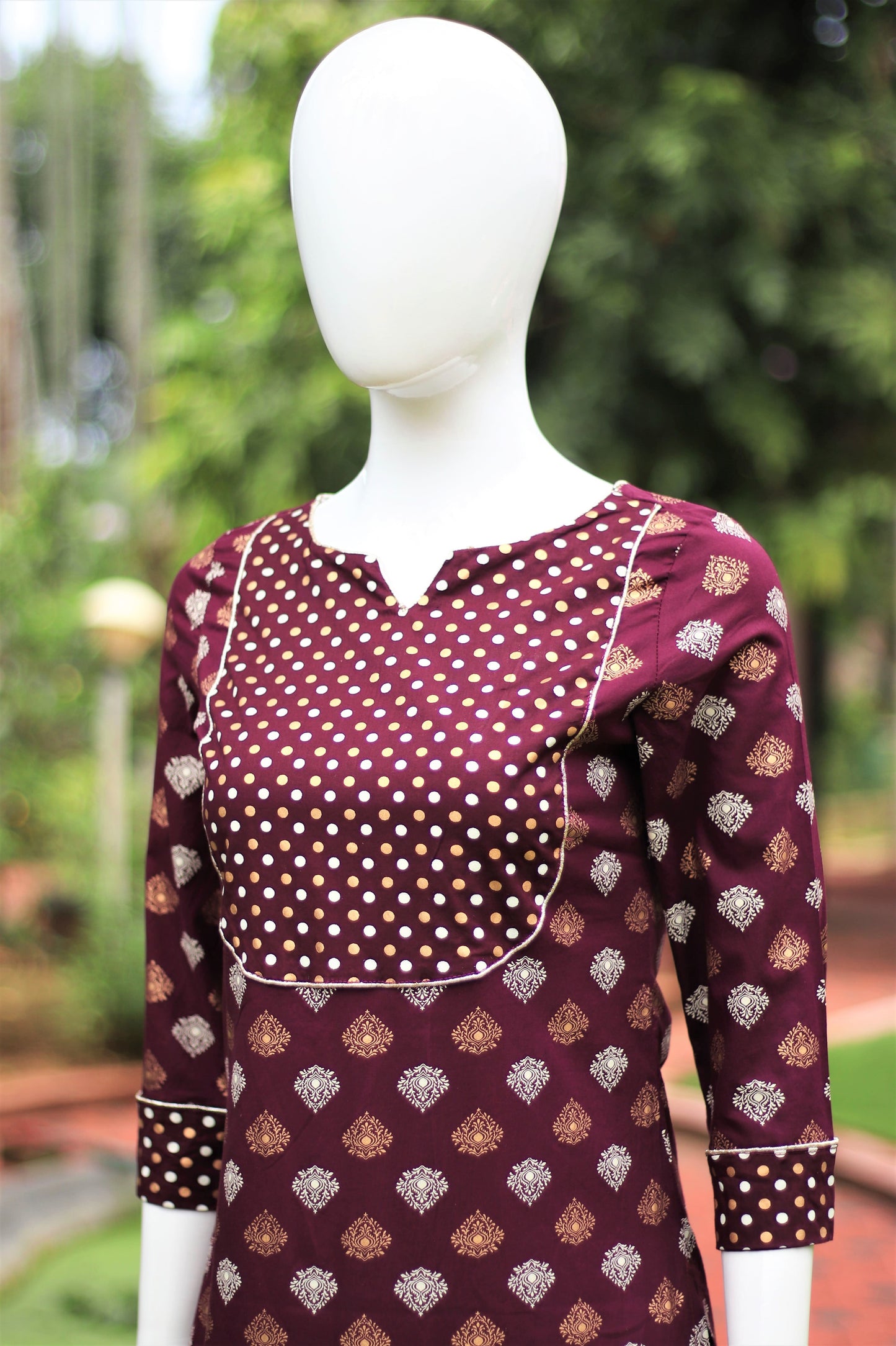 Wine Kurta Flared Palazzo Set