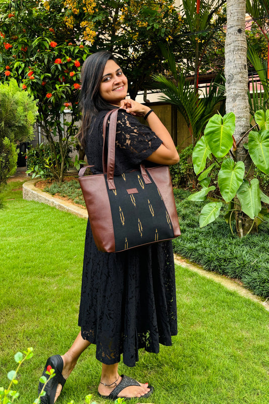 Carry Your World Tote - Black Ikat
