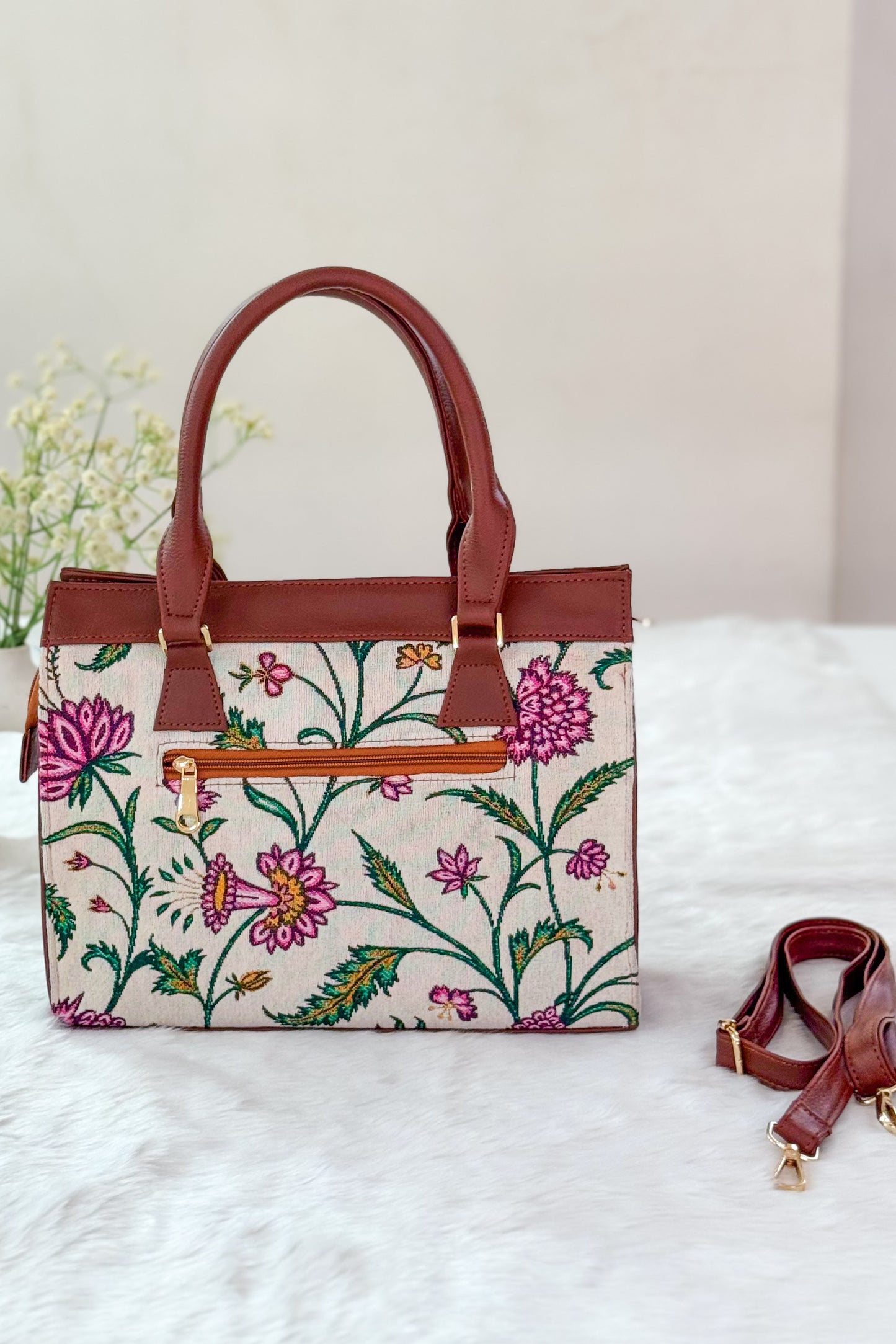White Lotus Classic Handbag
