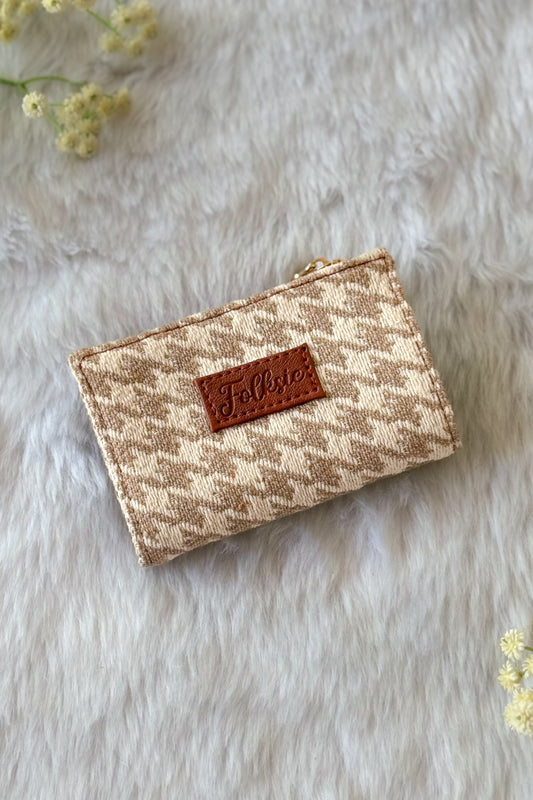 Beige Chic Check Mini Wallet