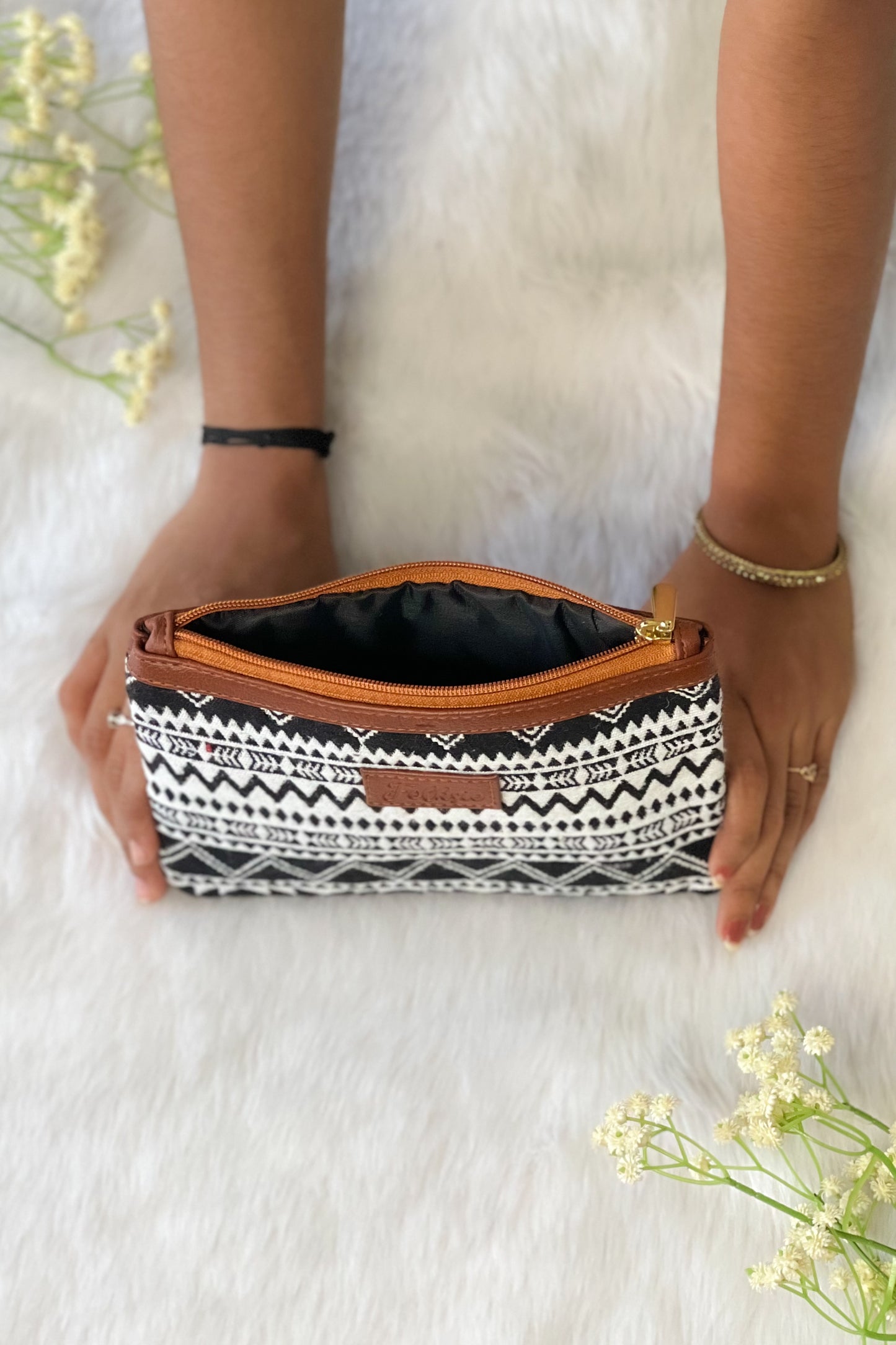 Black & Brown Monochrome Striped Utility Pouch