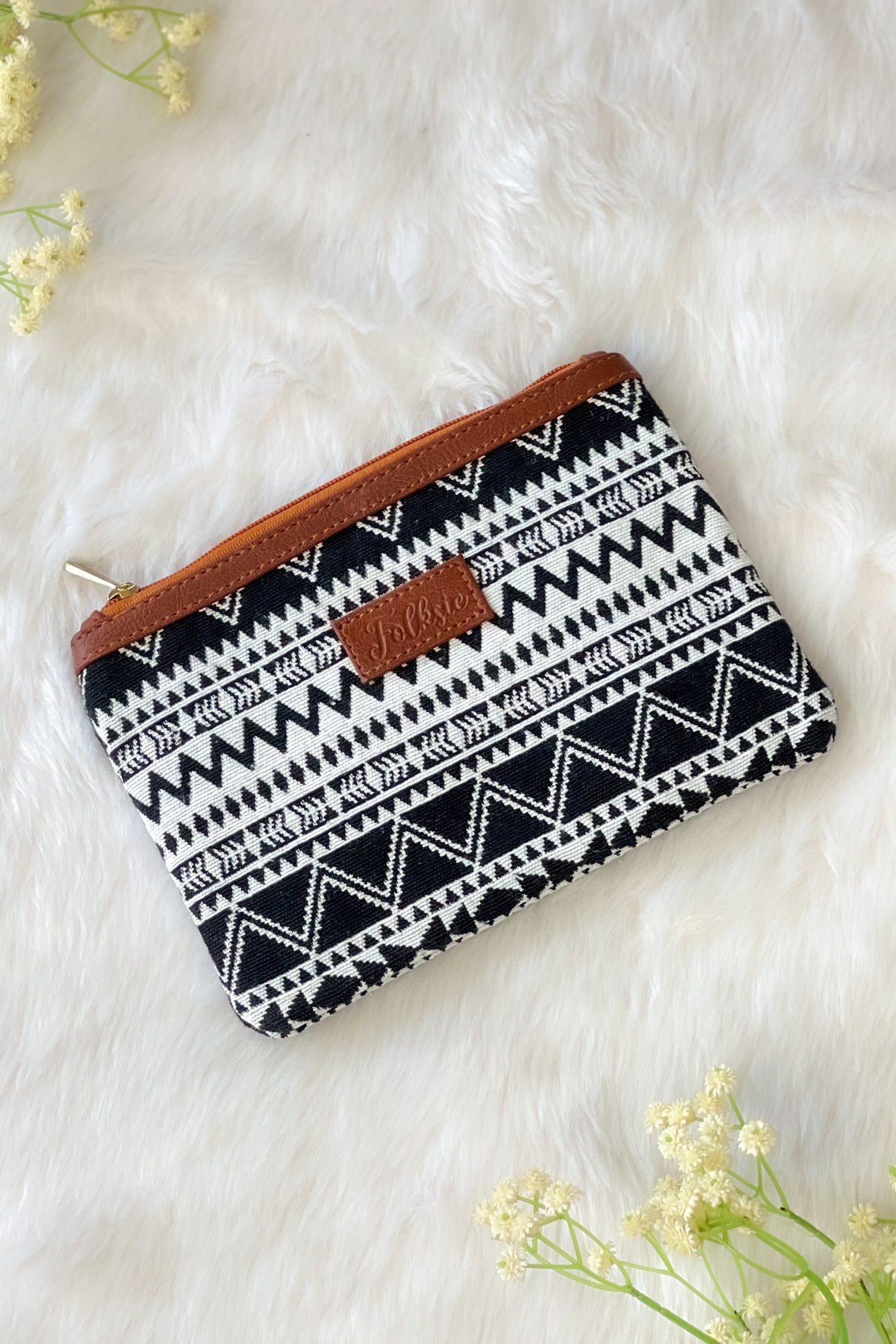 Black & Brown Monochrome Striped Utility Pouch